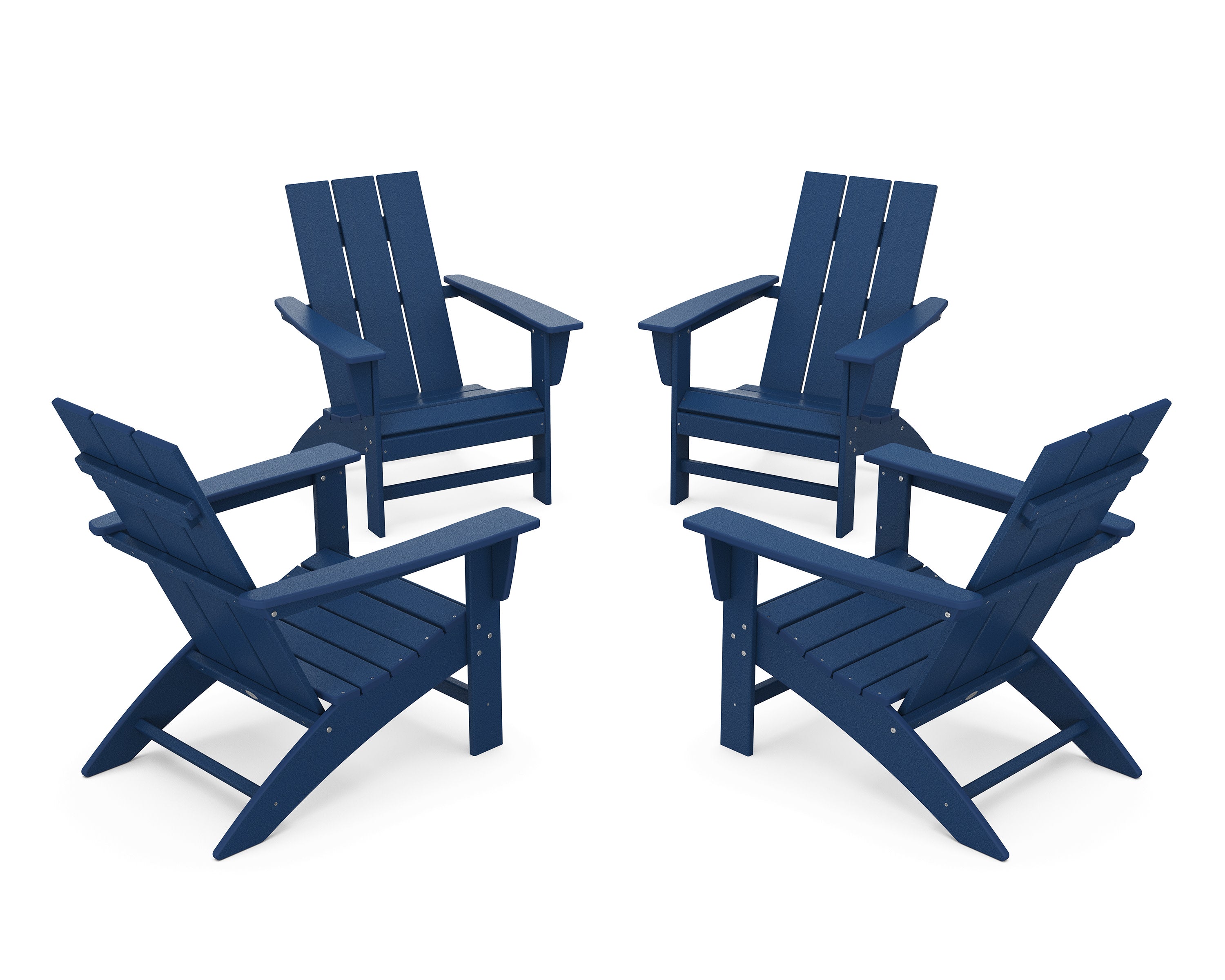 4-Piece Modern Adirondack Chair Conversation Set in Navy
