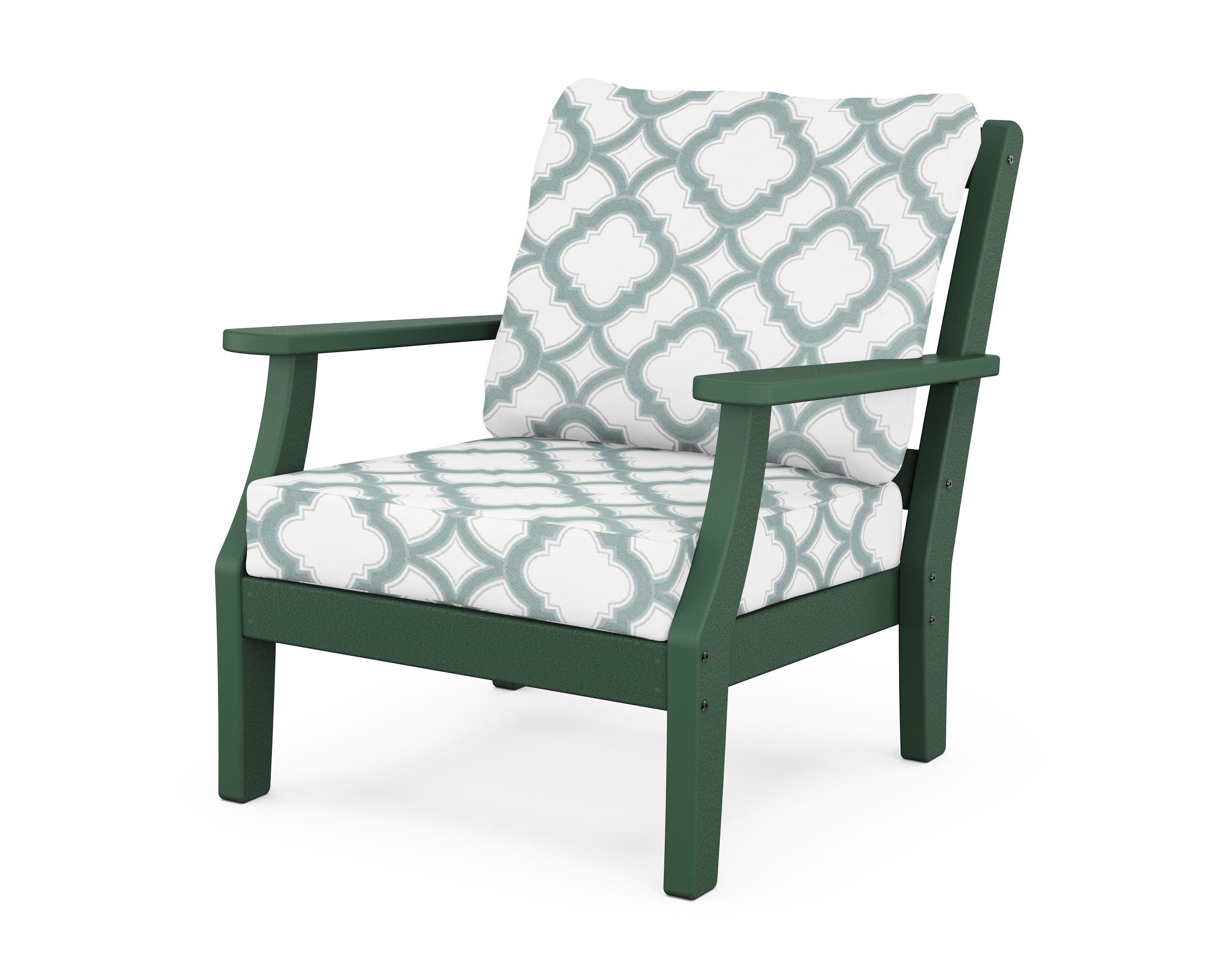 Chinoiserie Deep Seating Chair in Green / Trellis Glacier Spa