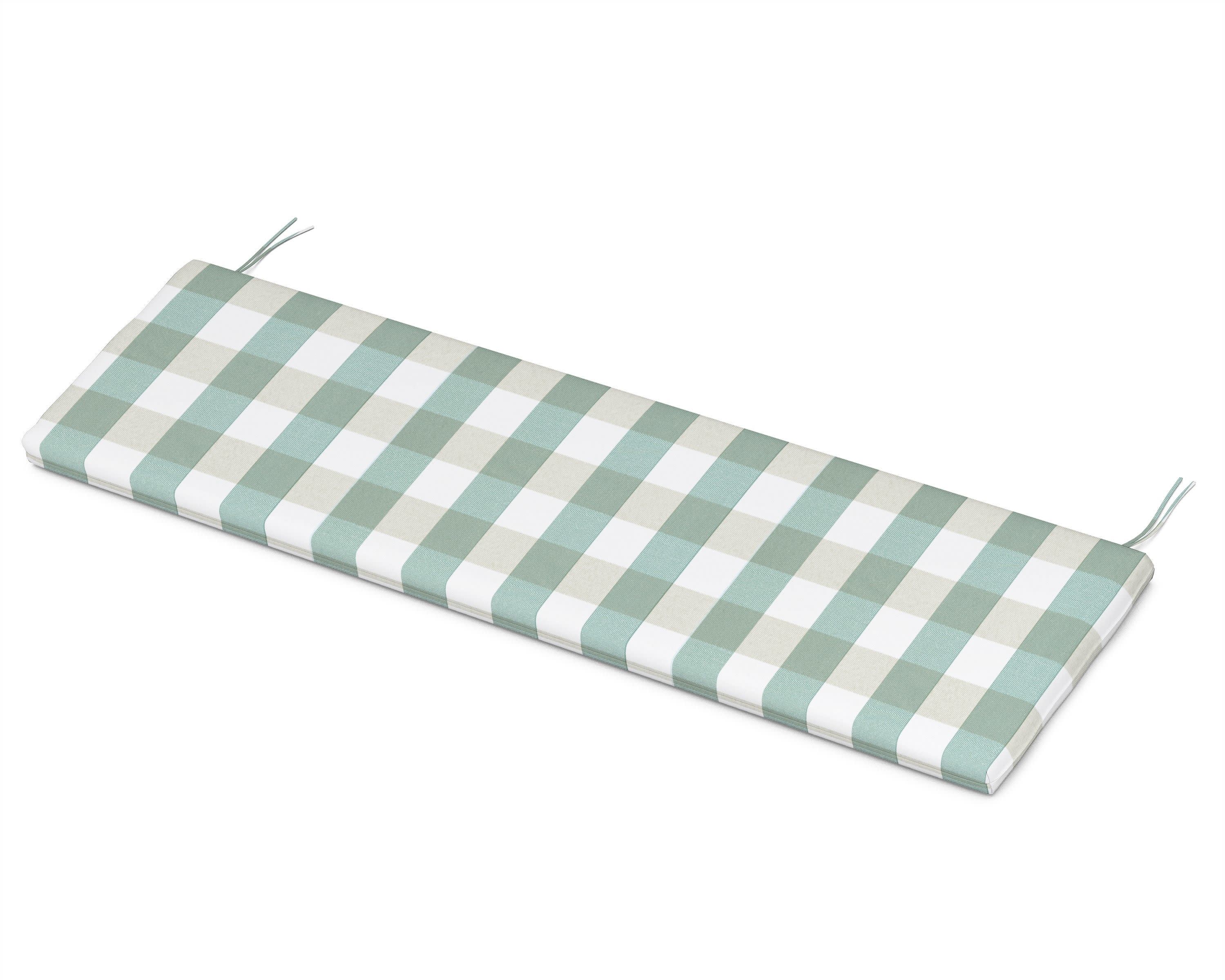 Bench Seat Cushion - 17.25"D x 56.5"W x 2.5"H in Buffalo Plaid Glacier Spa
