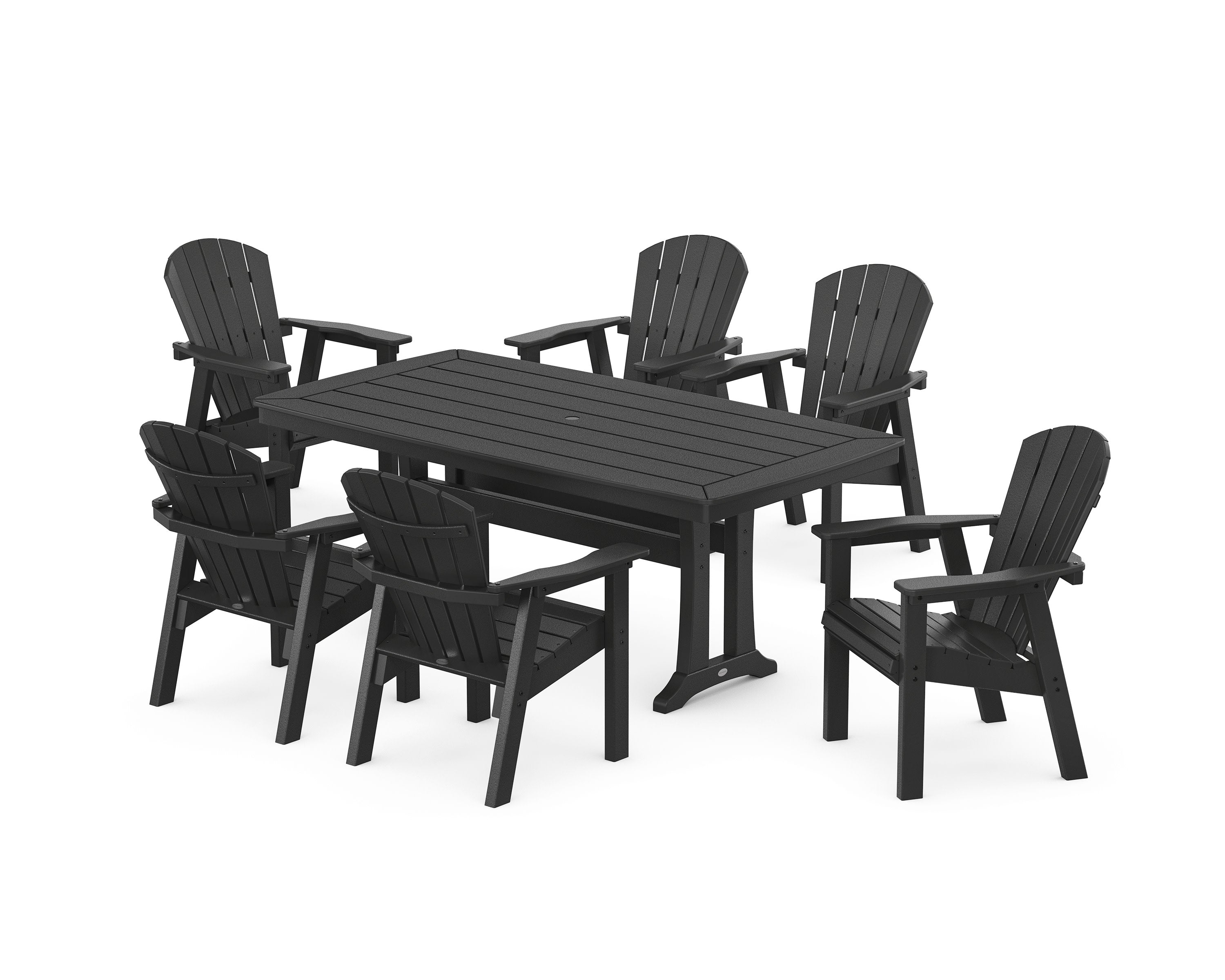 Seashell 7-Piece Dining Set with Trestle Legs in Black