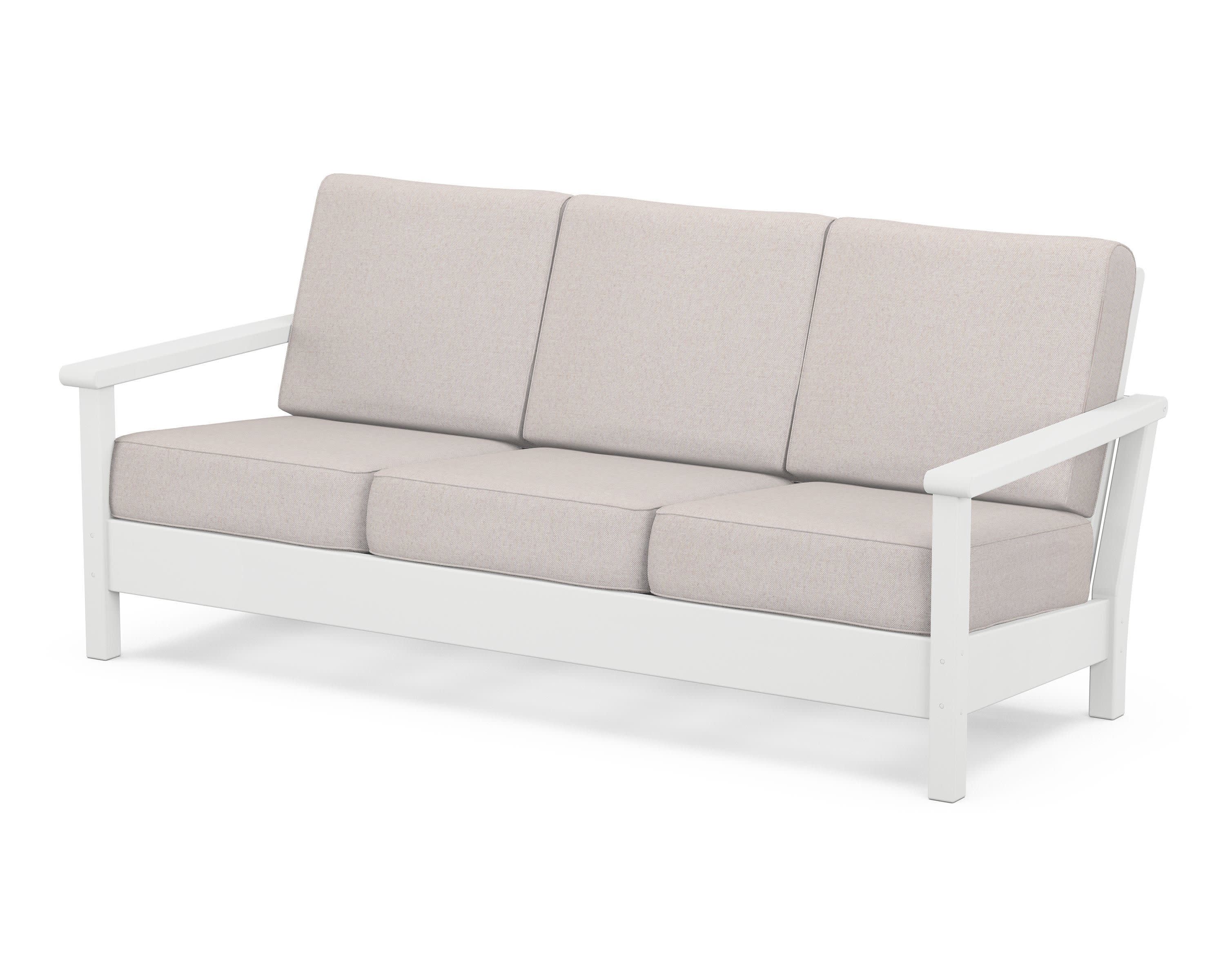 Harbour Deep Seating Sofa in White / Dune Burlap