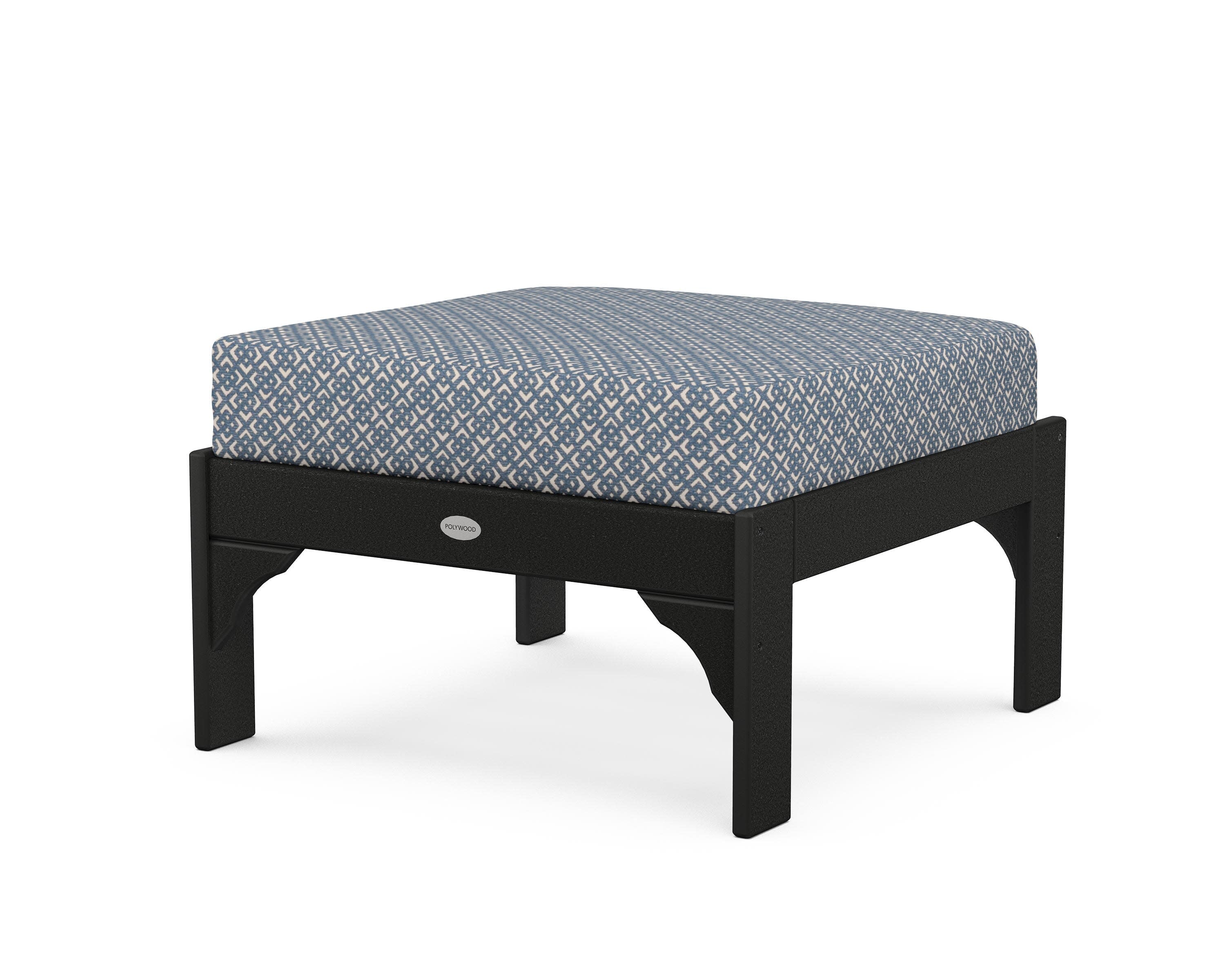 Vineyard Deep Seating Ottoman in Black / Hopscotch