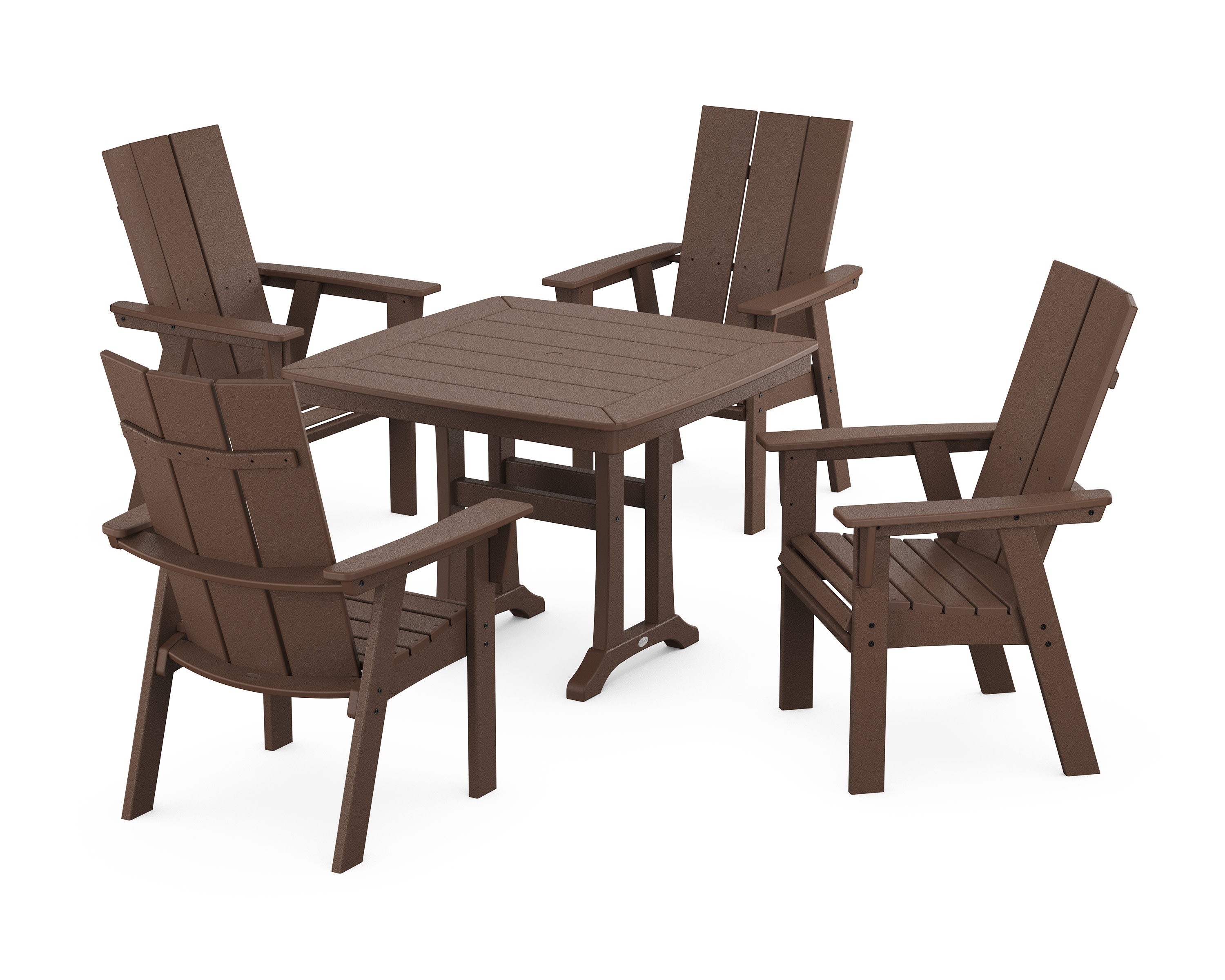 Modern Adirondack 5-Piece Dining Set with Trestle Legs in Mahogany