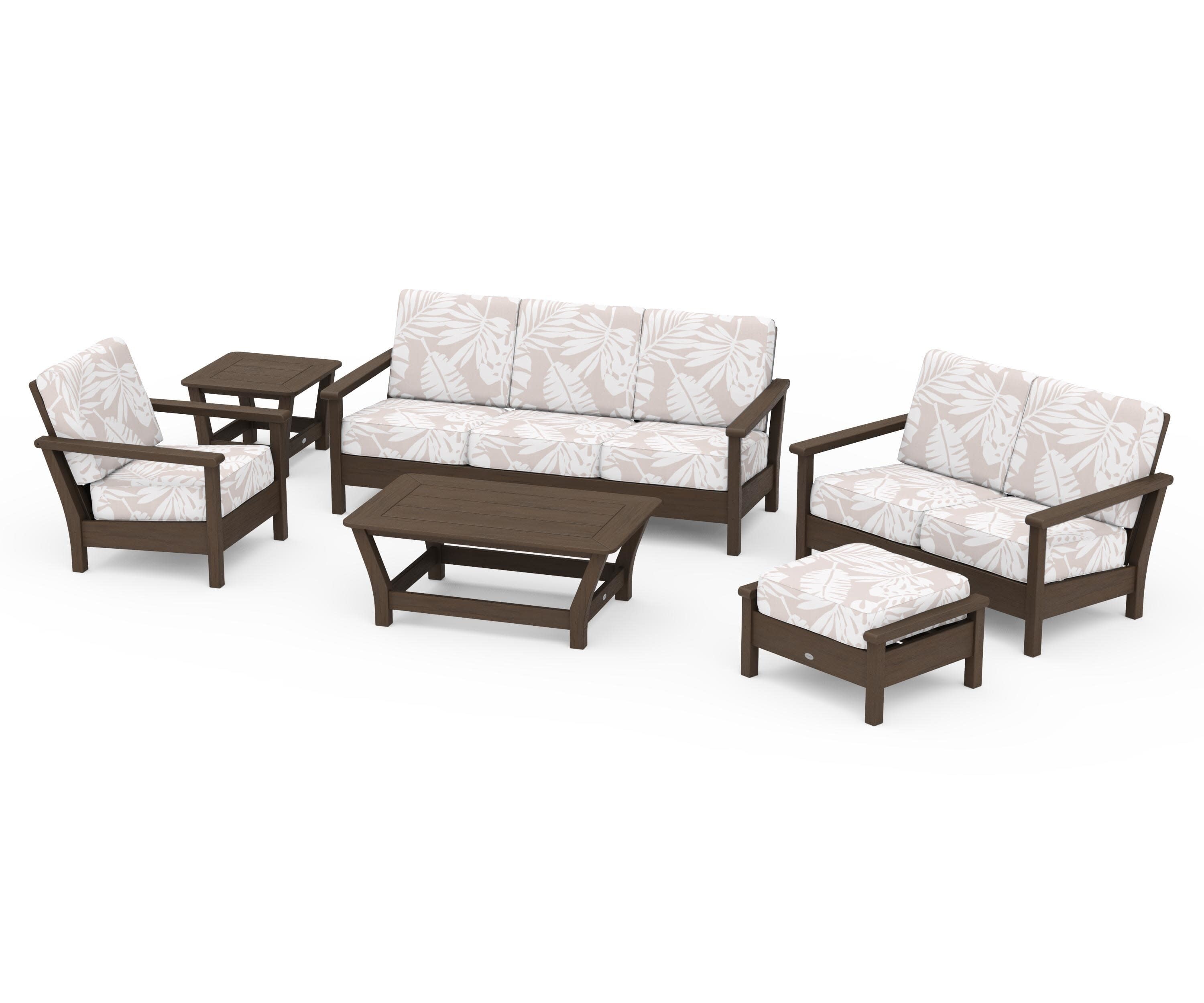Harbour 6-Piece Outdoor Living Set in Kona / Leaf Dune Burlap