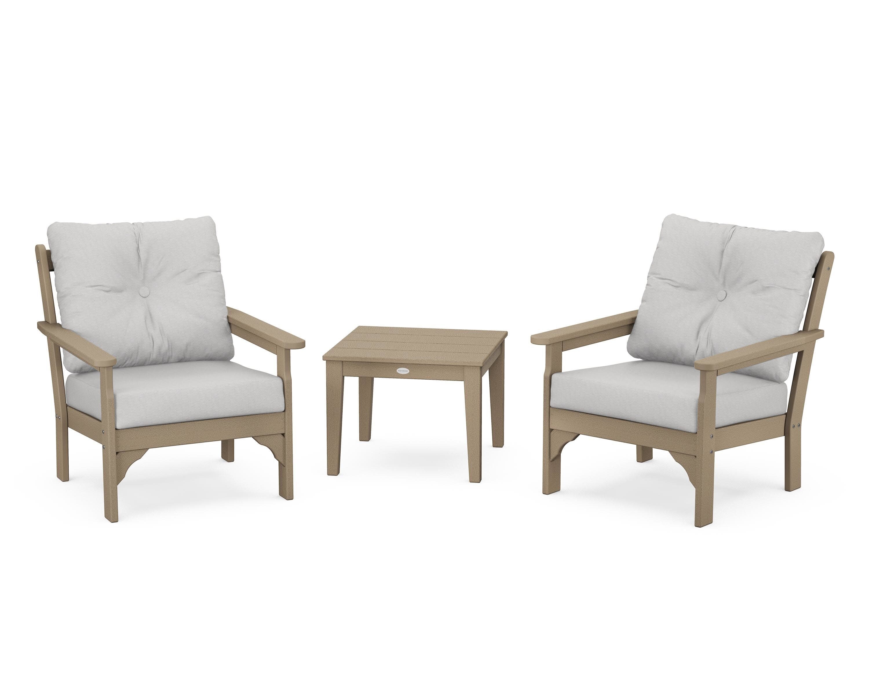 Vineyard 3-Piece Deep Seating Set in Vintage Sahara / Diamond in the Rough