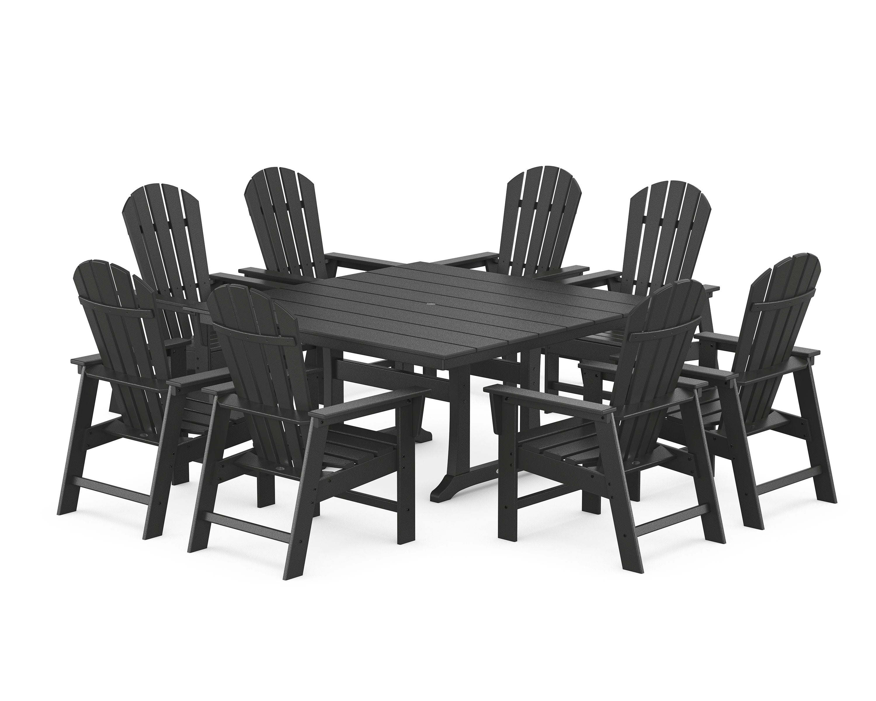South Beach 9-Piece Square Farmhouse Dining Set with Trestle Legs in Black