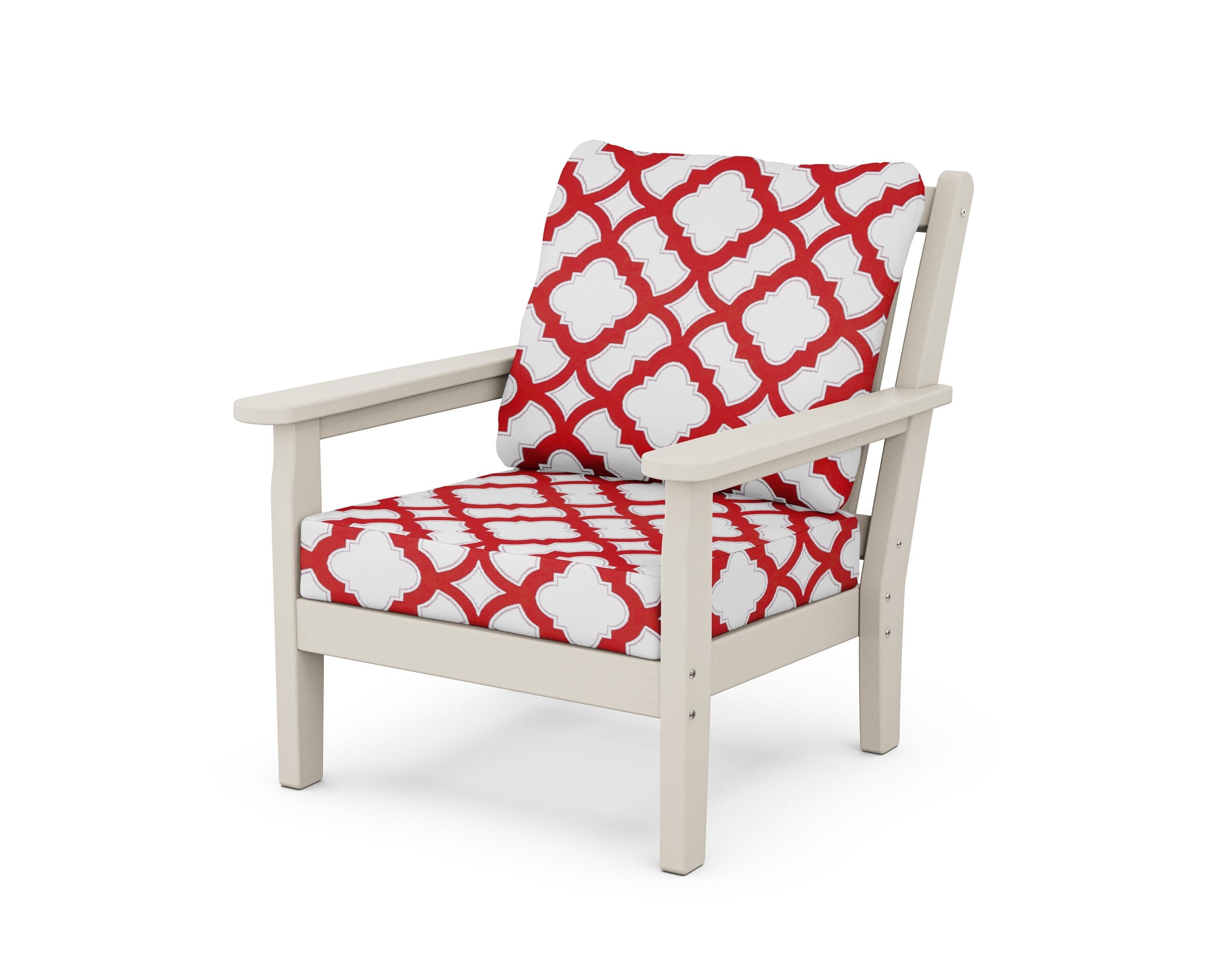 Chippendale Deep Seating Chair in Sand / Trellis Crimson