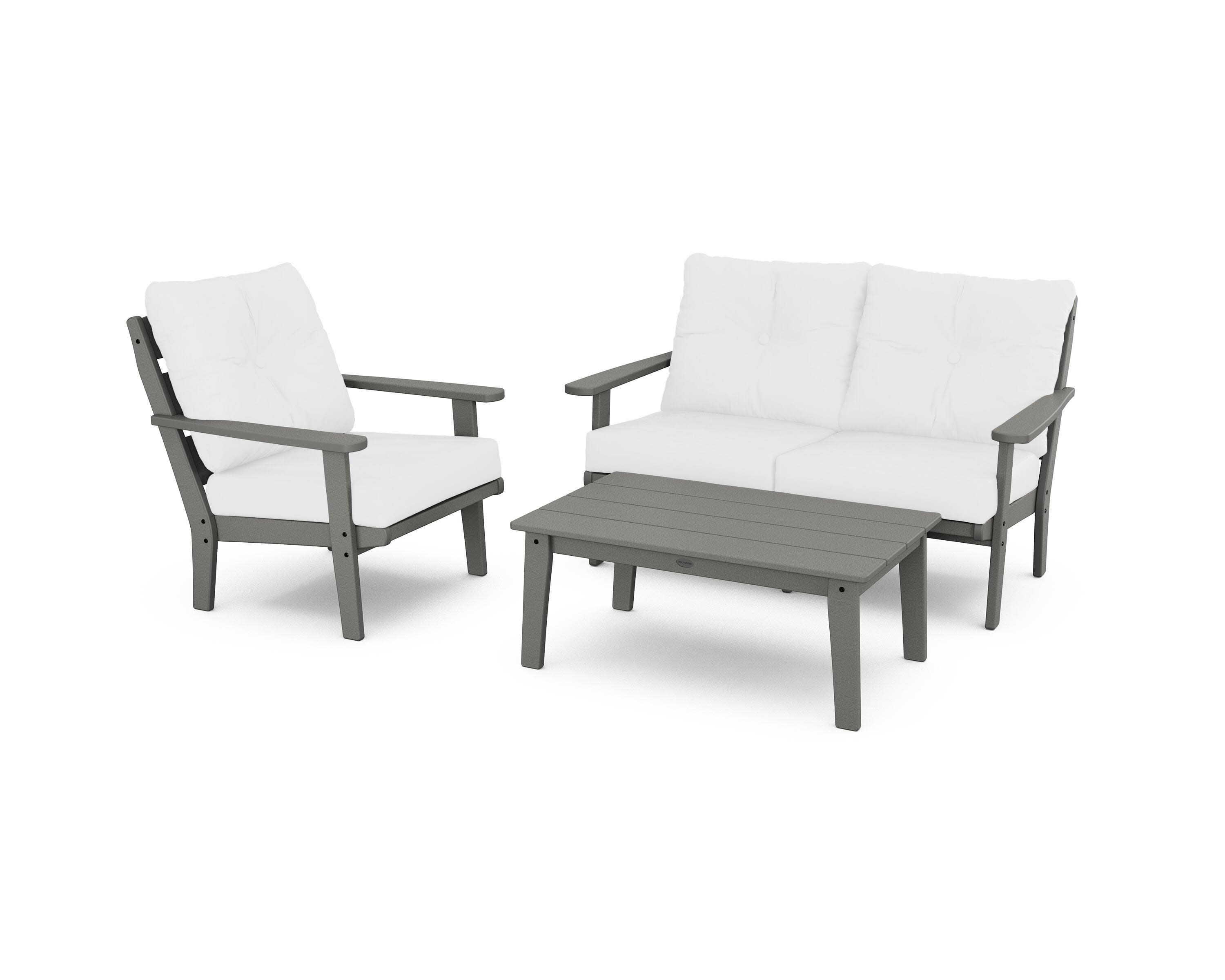 Lakeside 3-Piece Deep Seating Set in Slate Grey / Natural