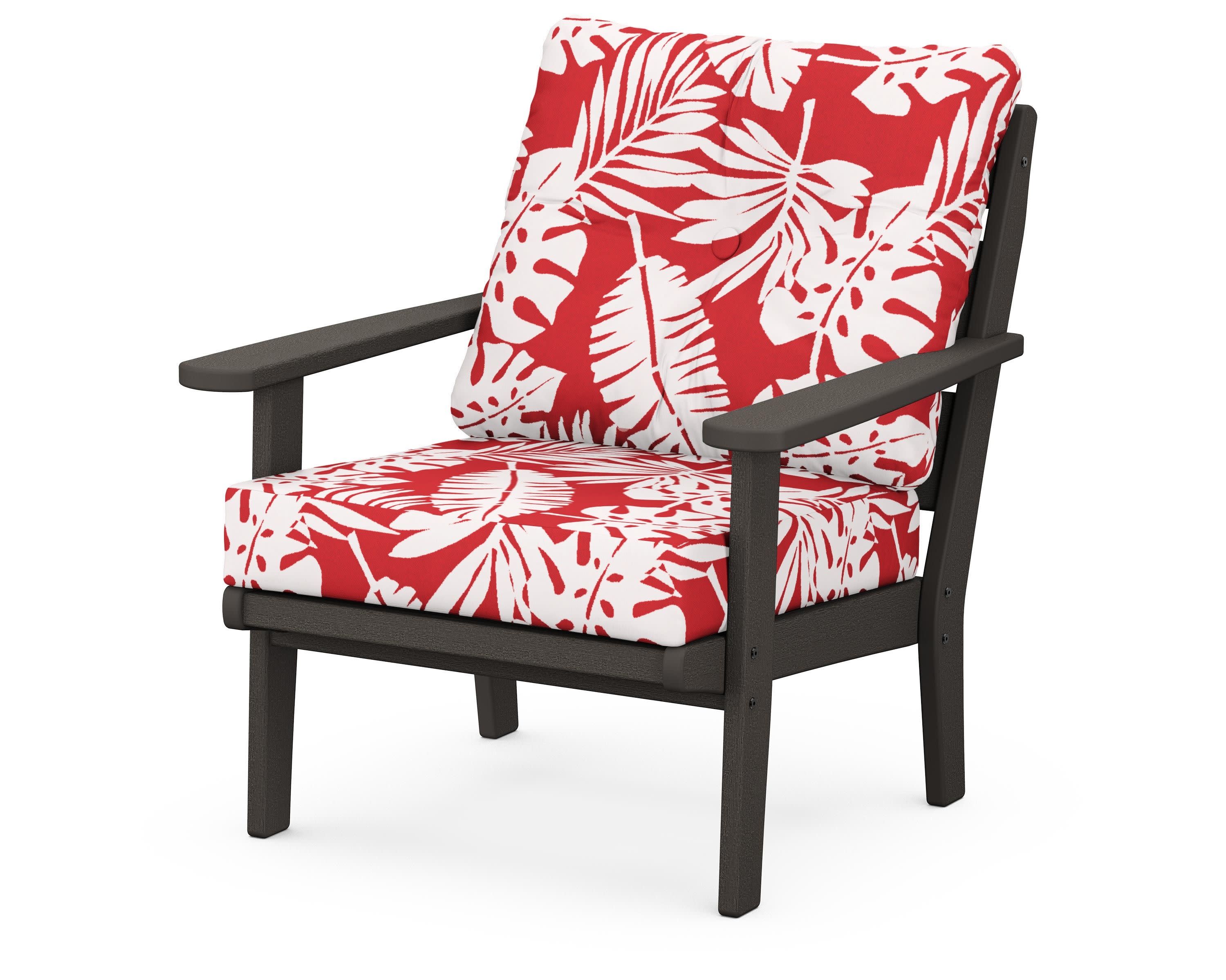 Lakeside Deep Seating Chair in Vintage Coffee / Leaf Crimson