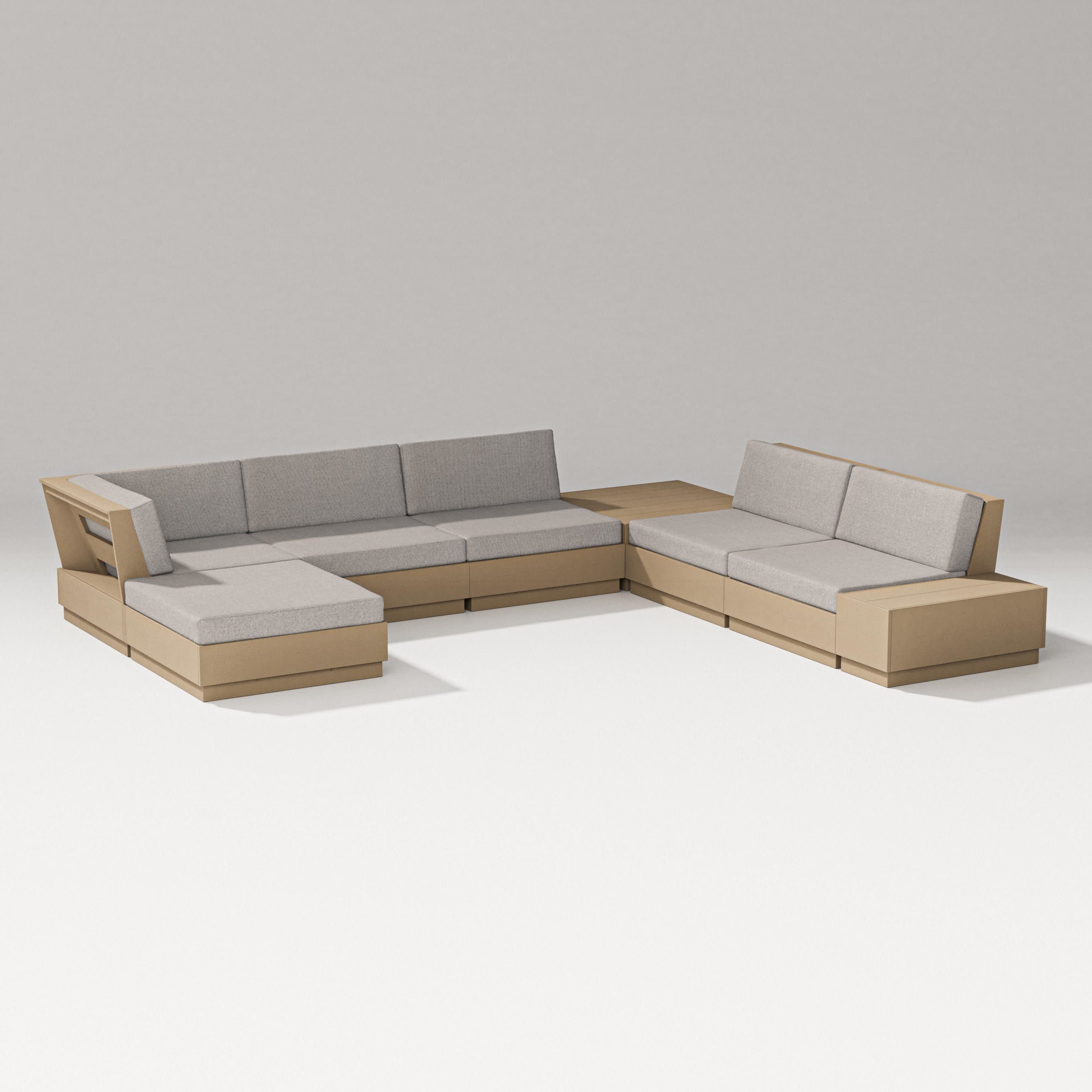 Elevate 8-Piece Corner Sectional in Vintage Sahara / Weathered Tweed