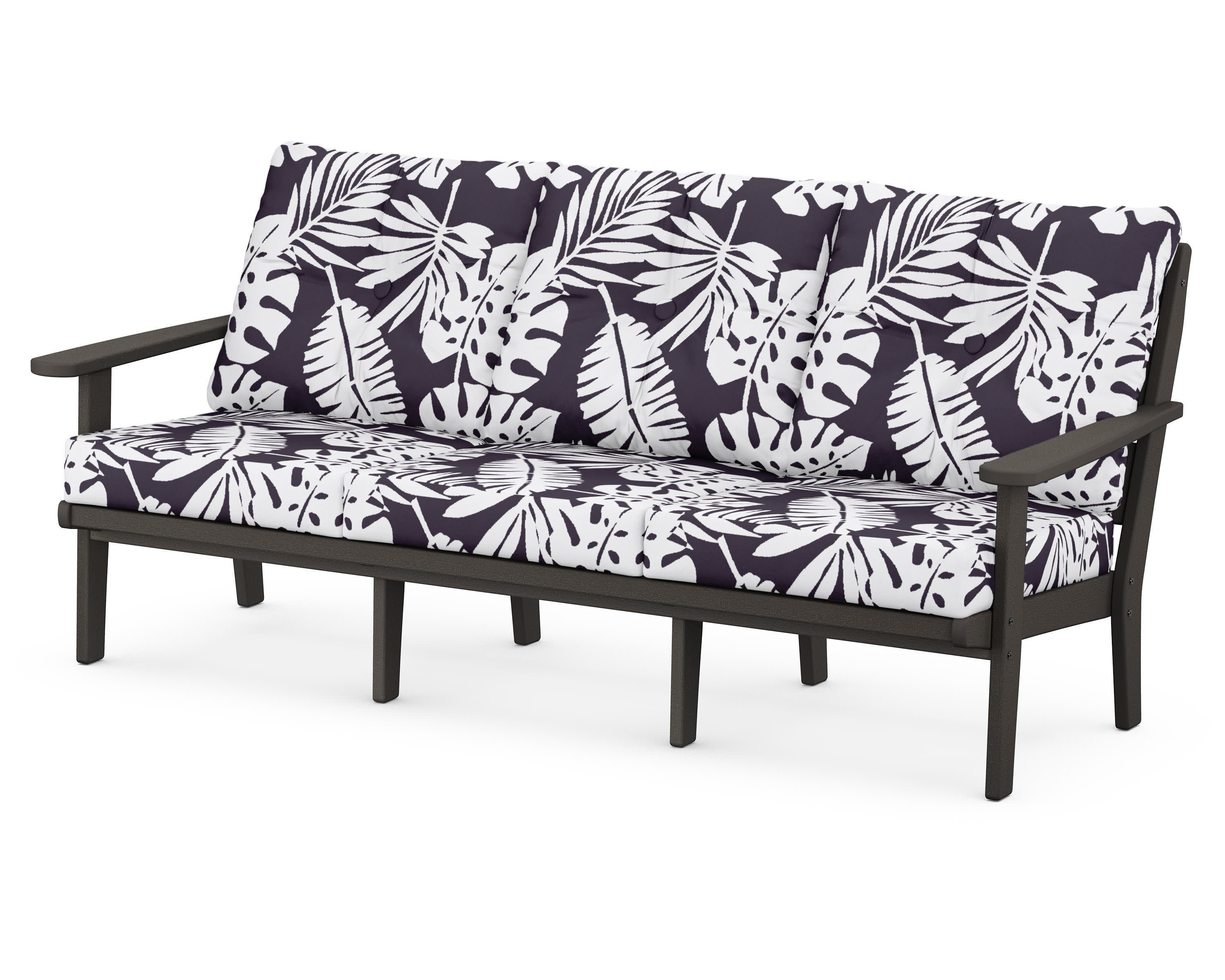 Lakeside Deep Seating Sofa in Vintage Coffee / Leaf Navy