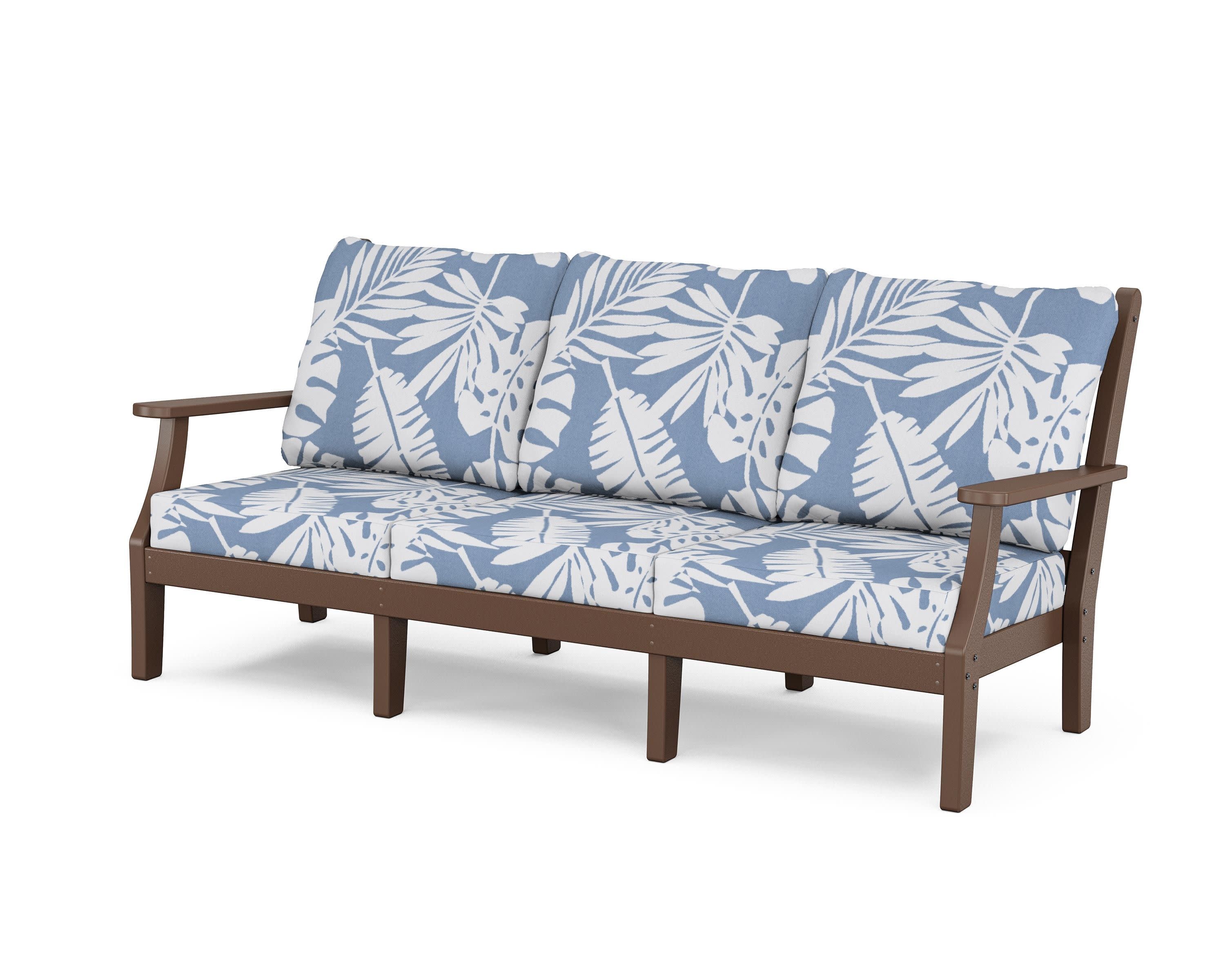 Wovendale Deep Seating Sofa in Mahogany / Leaf Sky Blue