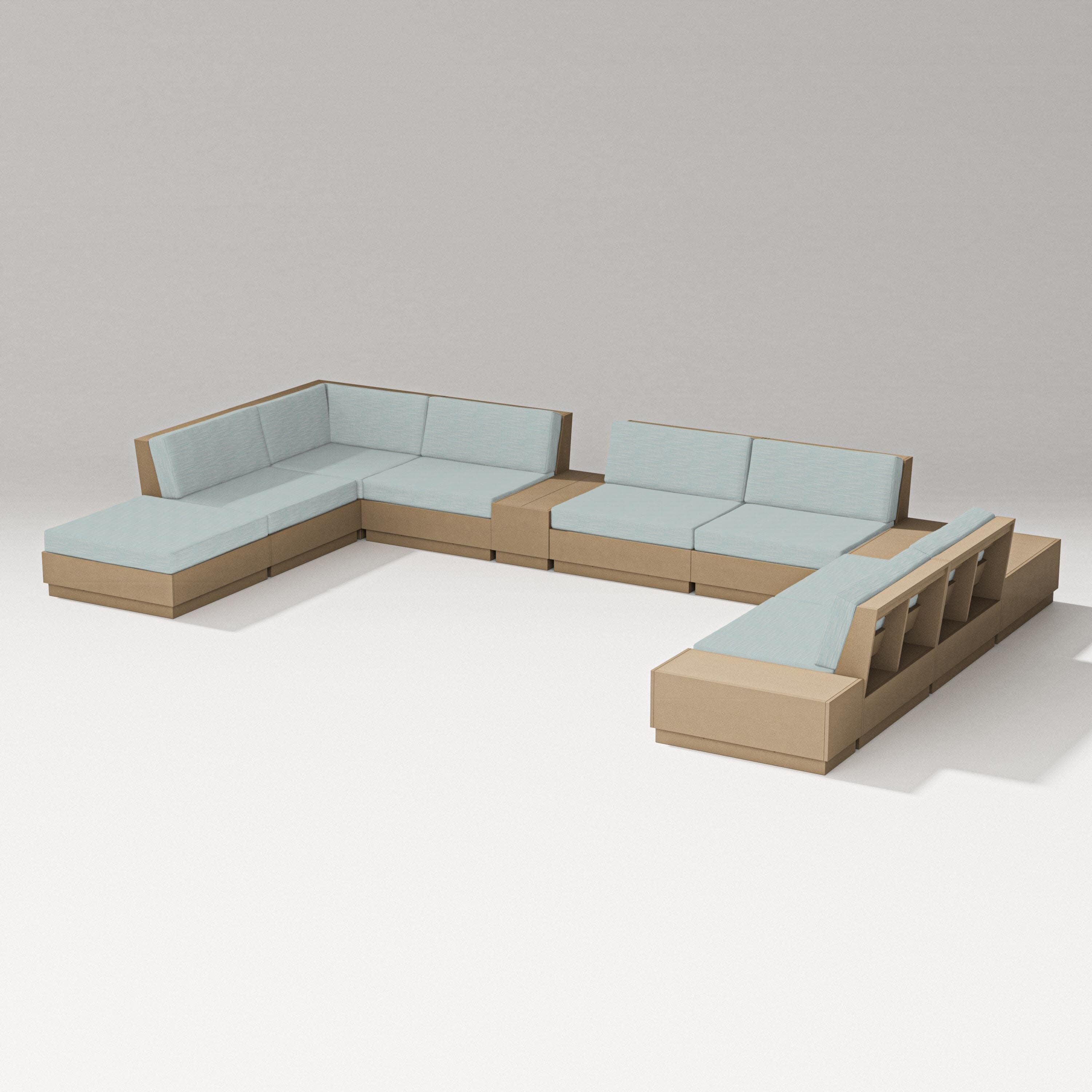Elevate 11-Piece Conversation Sectional Set in Vintage Sahara / Soothe Mist