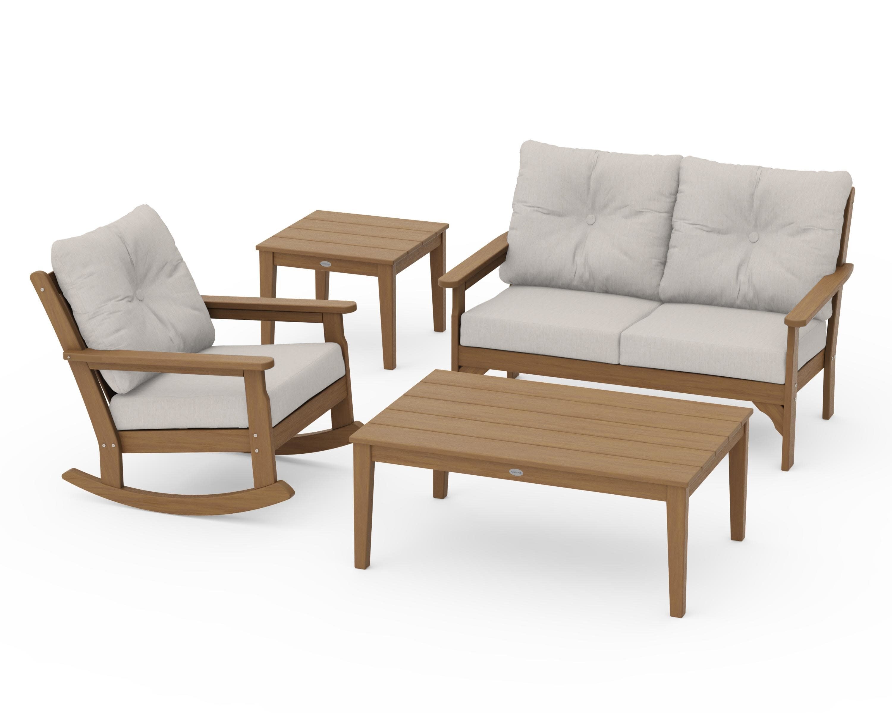 Vineyard 4-Piece Deep Seating Rocker Set in Natural / Cast Ash