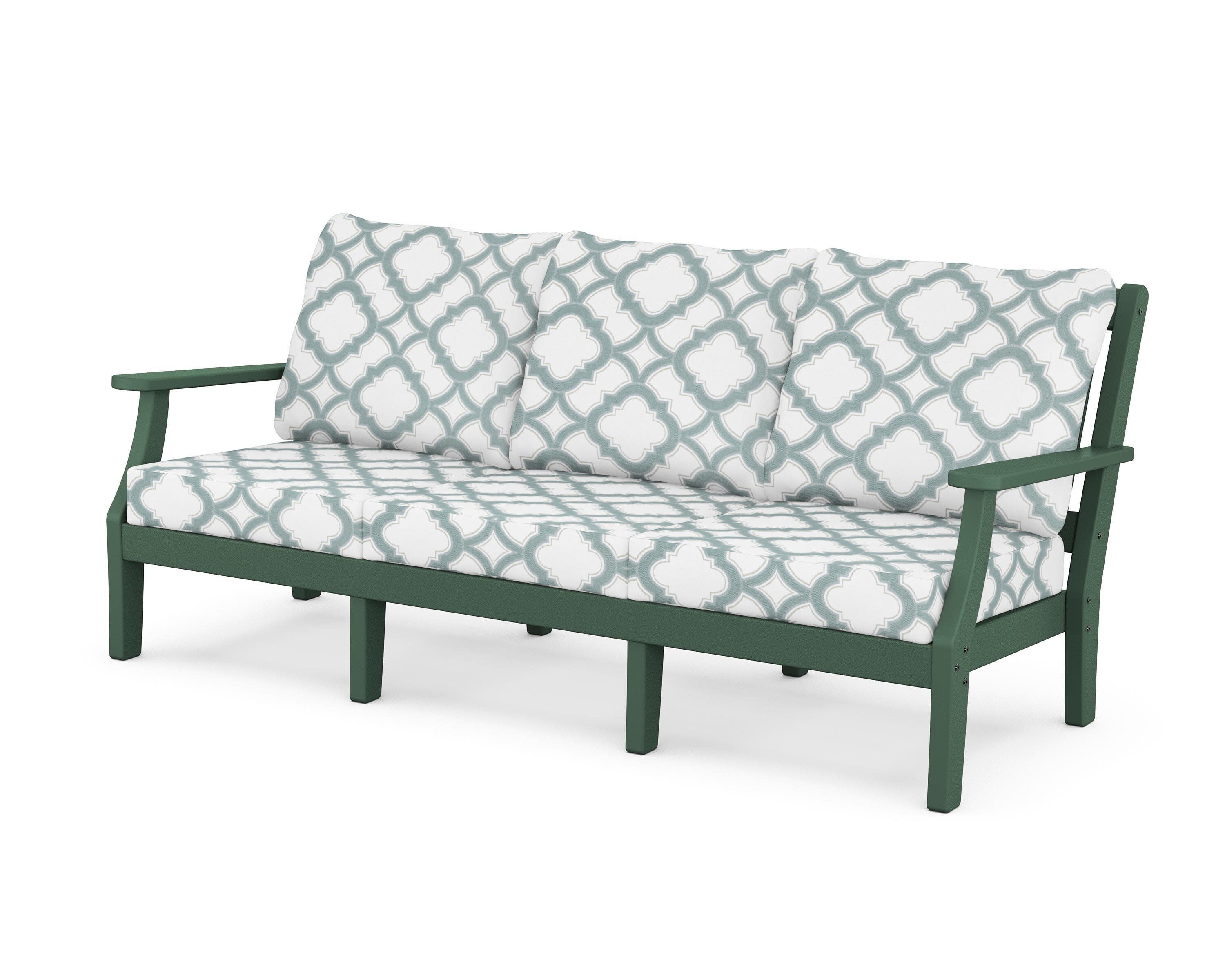 Chinoiserie Deep Seating Sofa in Green / Trellis Glacier Spa
