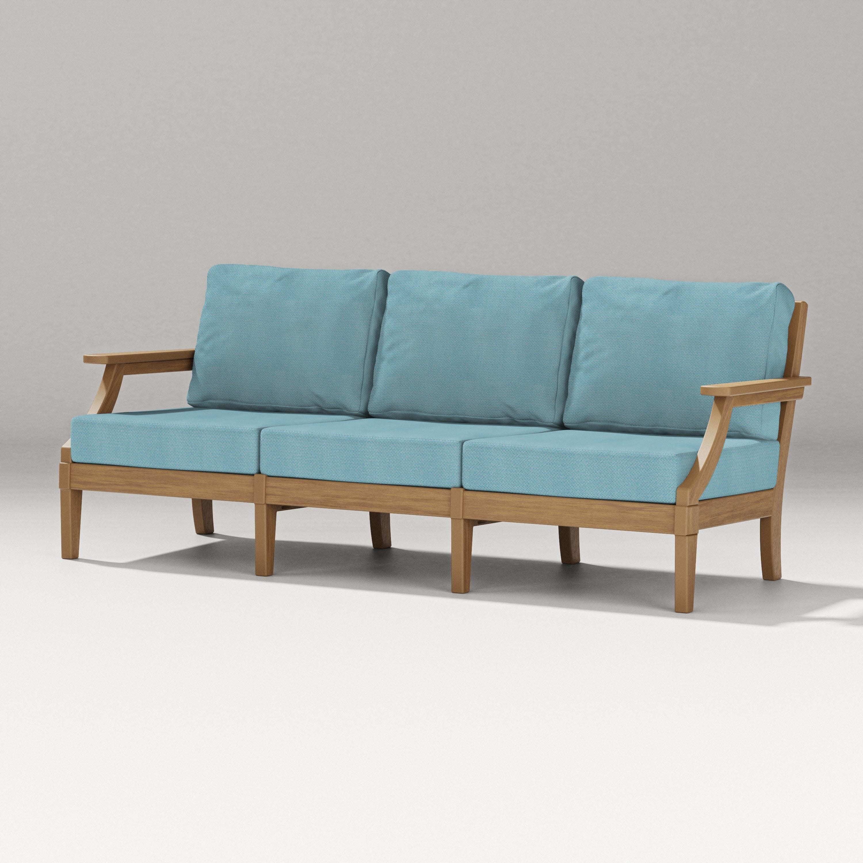 Estate Sofa in Natural / Lattice Sky Blue