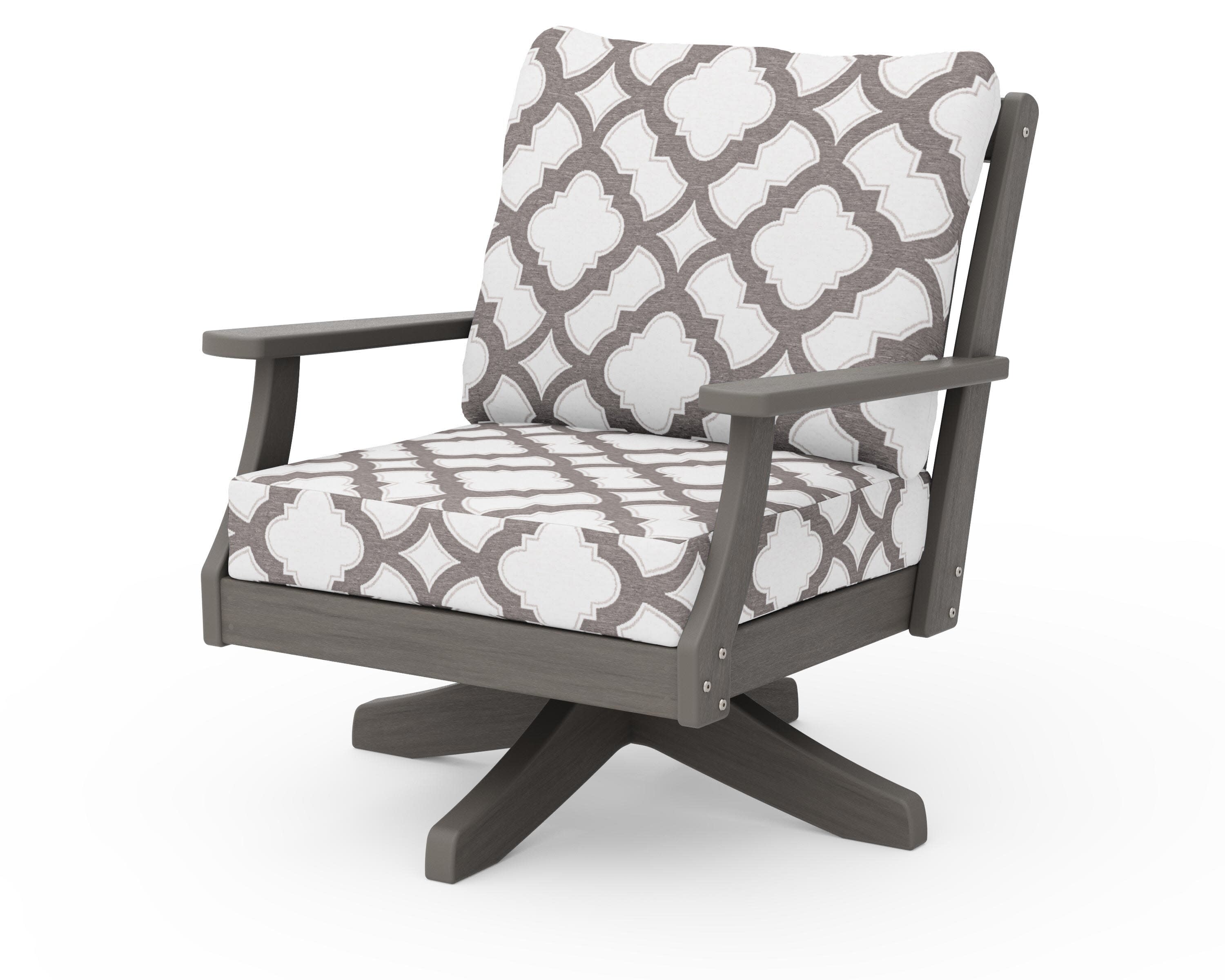Braxton Deep Seating Swivel Chair in Driftwood / Trellis Grey Mist