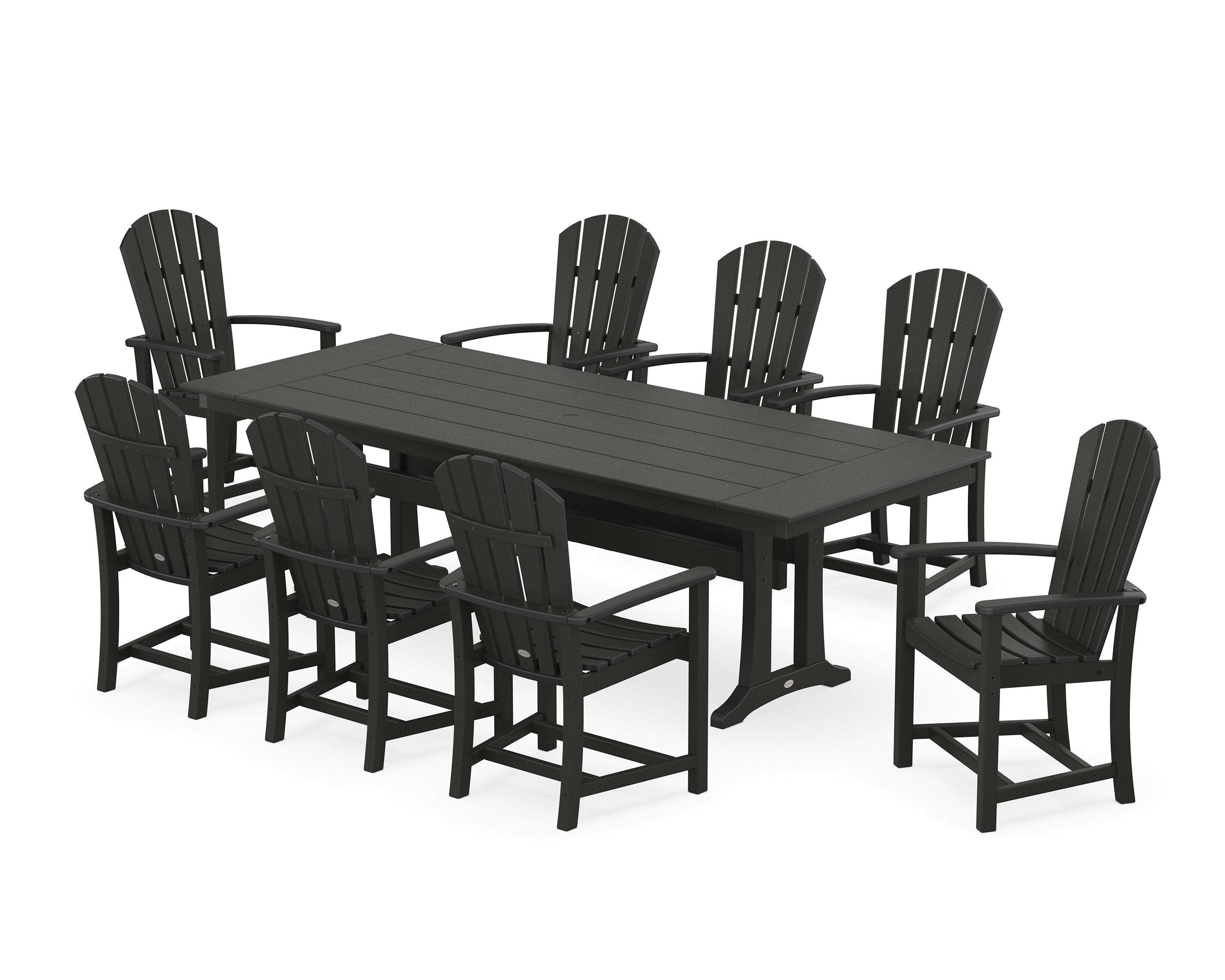 Palm Coast 9-Piece Farmhouse Dining Set with Trestle Legs in Black