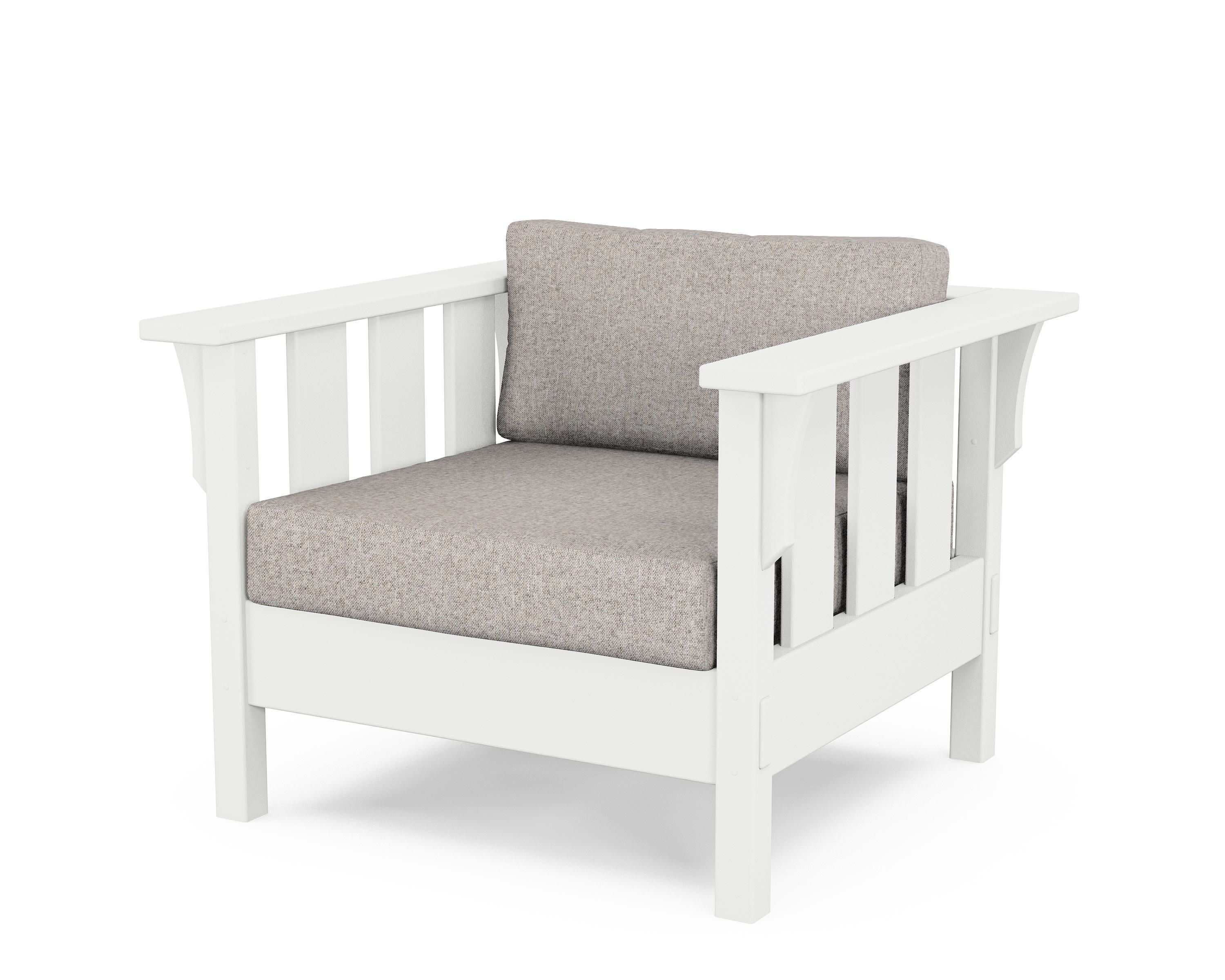 Acadia Deep Seating Chair in White / Weathered Tweed