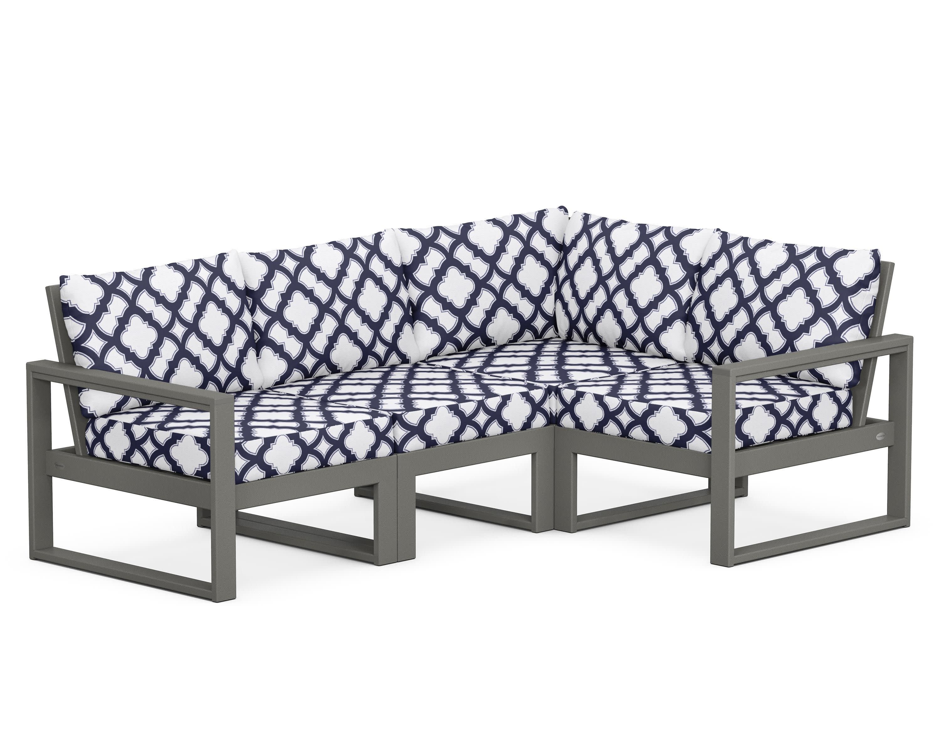 EDGE 4-Piece Modular Deep Seating Set in Slate Grey / Trellis Navy