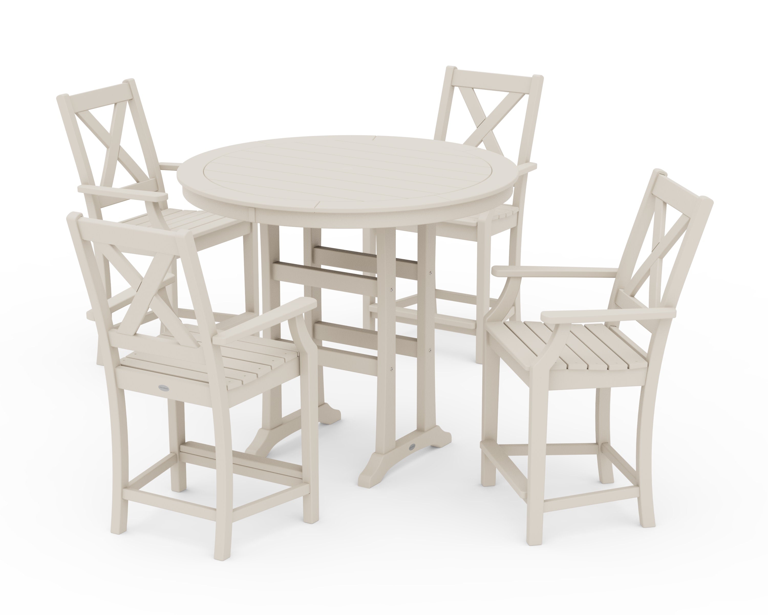 Braxton 5-Piece Nautical Trestle Arm Chair Counter Set in Sand