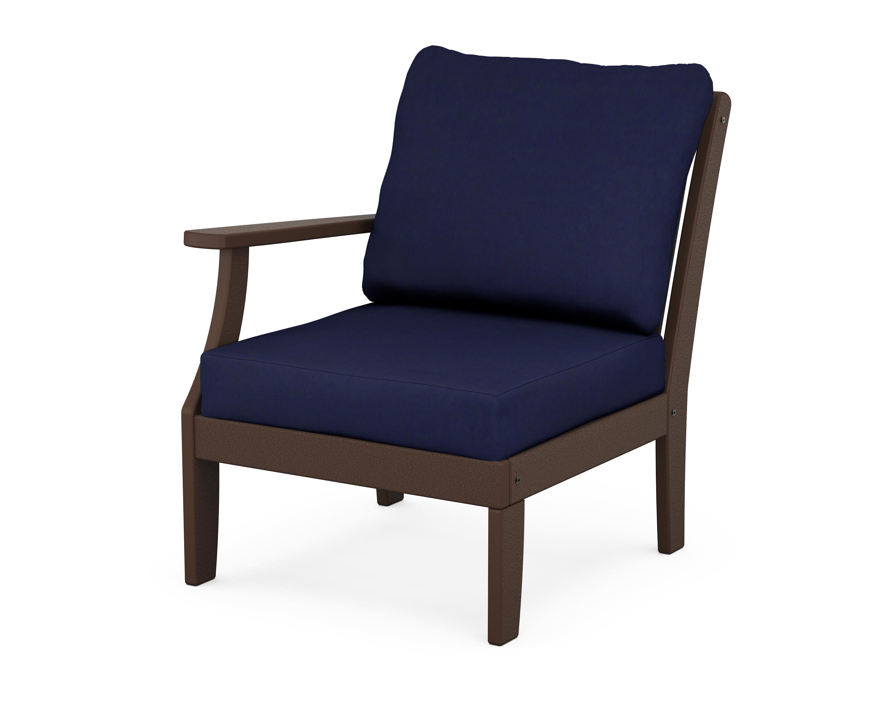 Braxton Modular Left Arm Chair in Mahogany / Navy