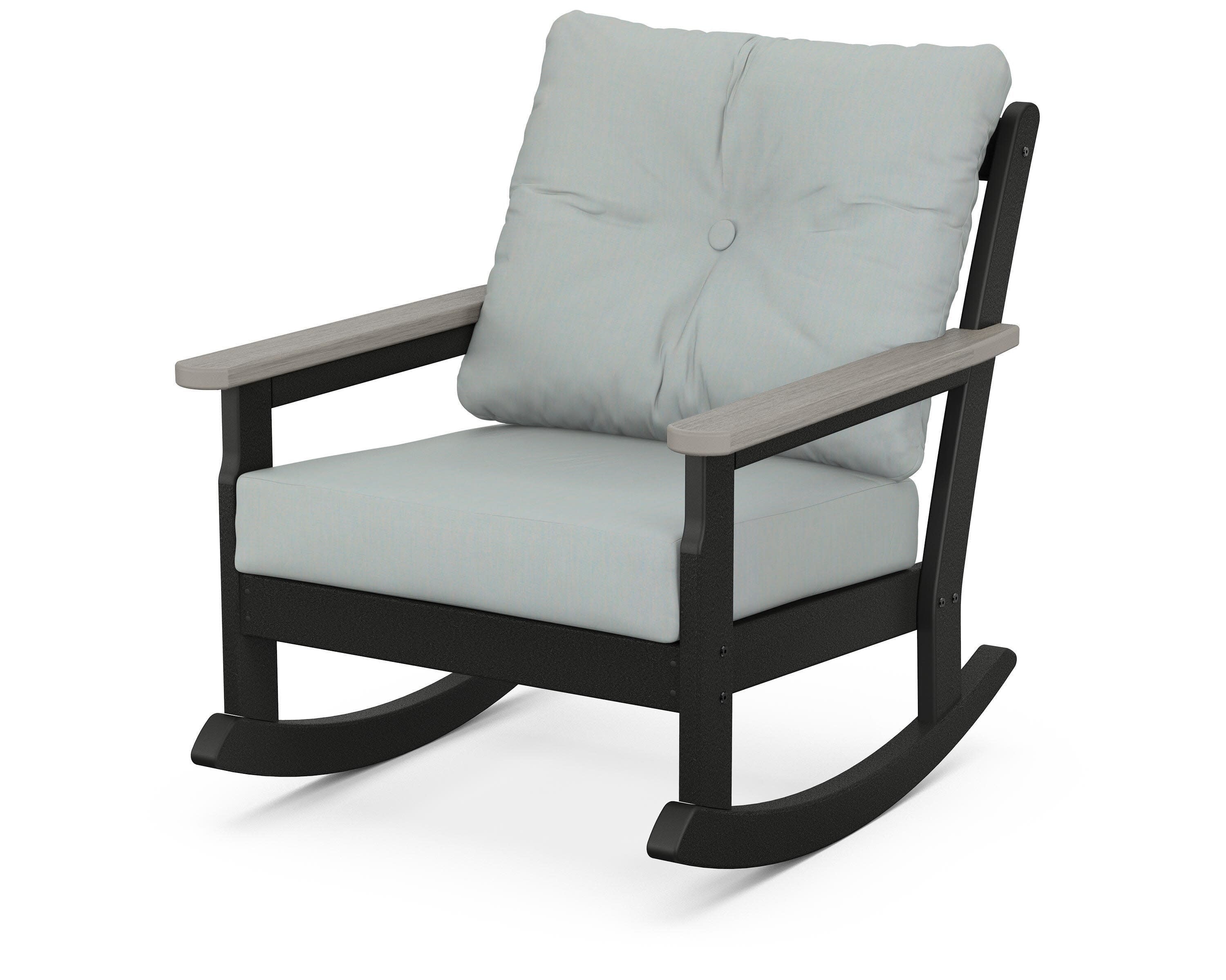 Vineyard Deep Seating Rocking Chair in Black / Driftwood / Spa