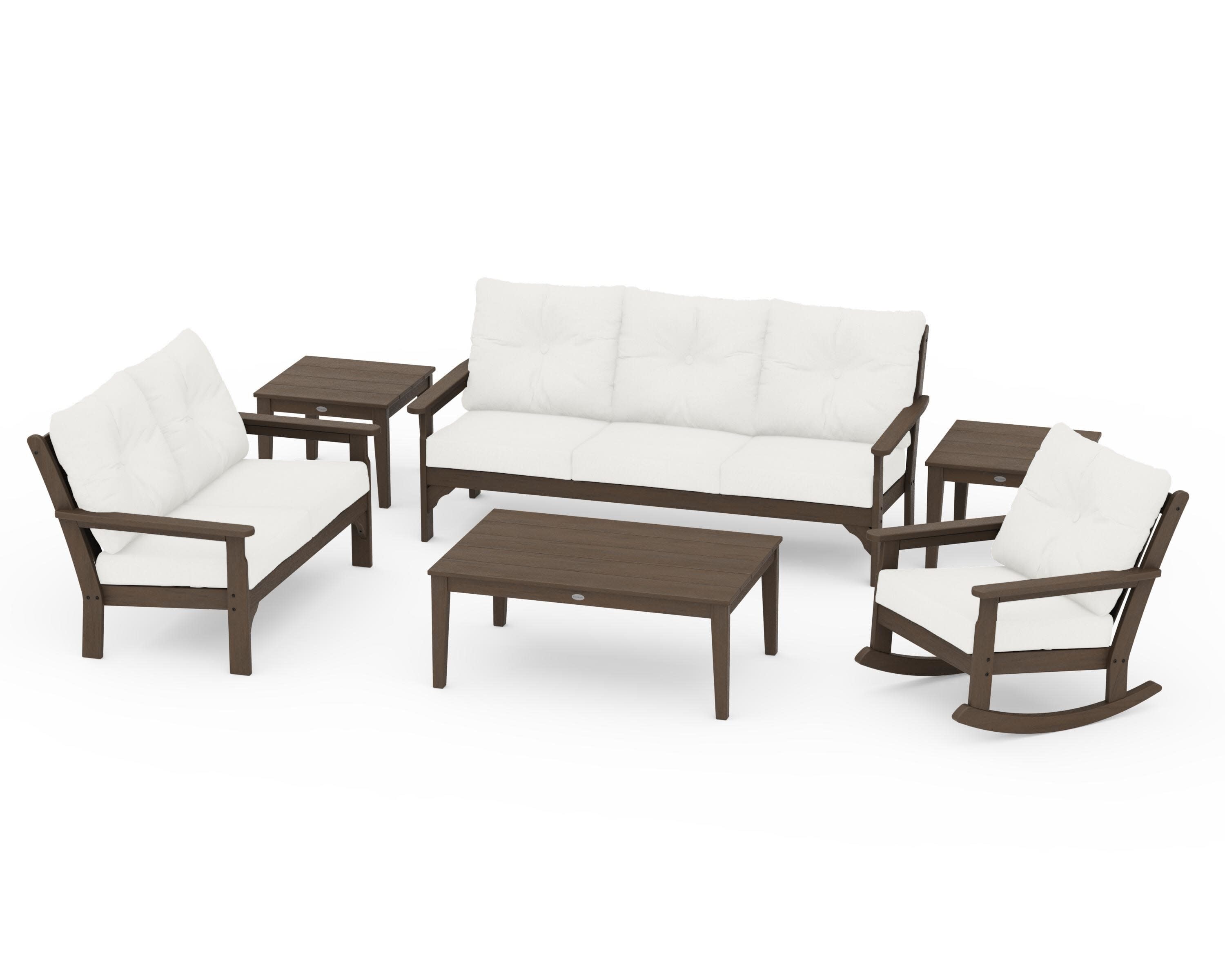 Vineyard 6-Piece Deep Seating Set in Kona / Natural Linen