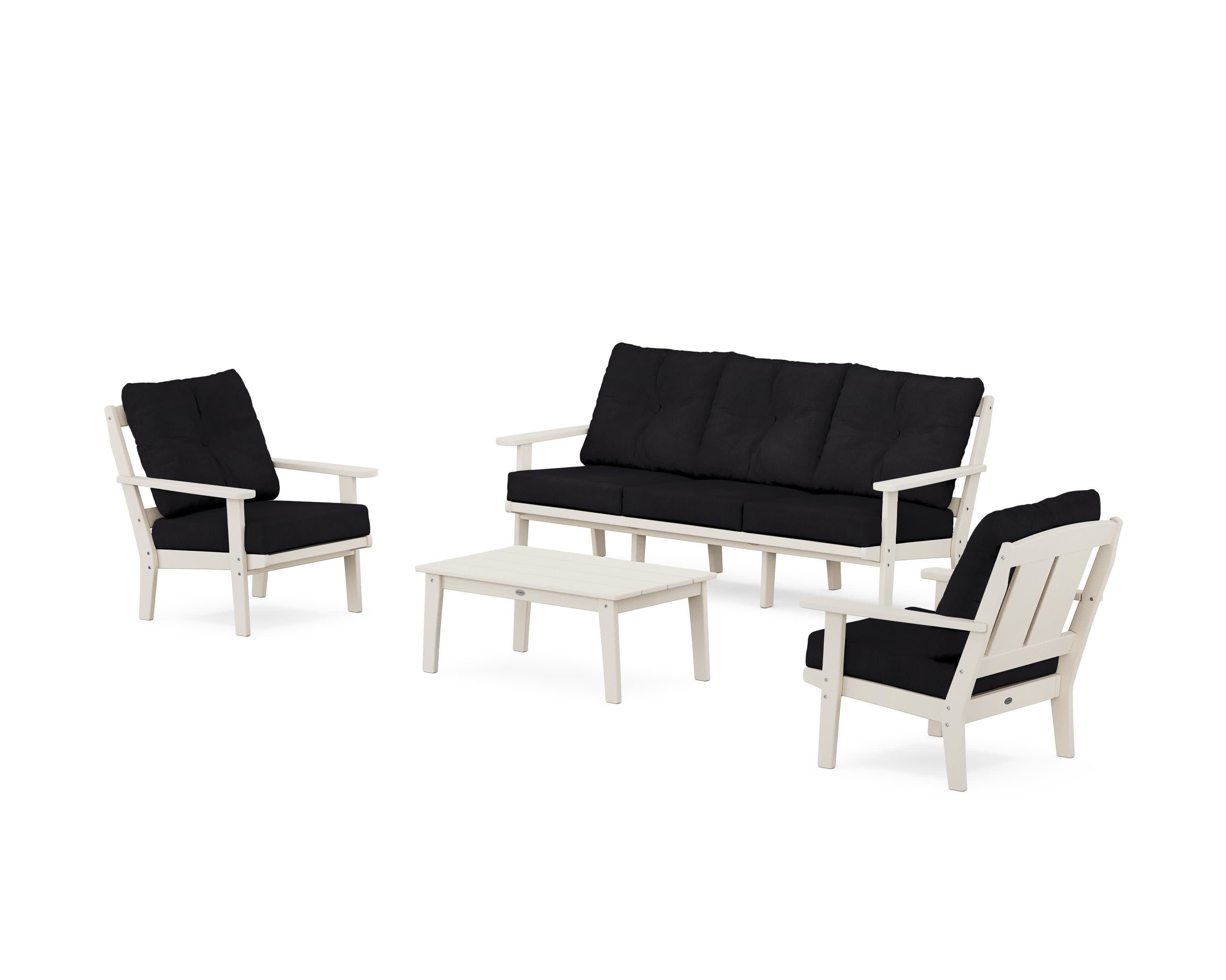 Mission 4-Piece Deep Seating Set with Sofa in Sand / Midnight Linen