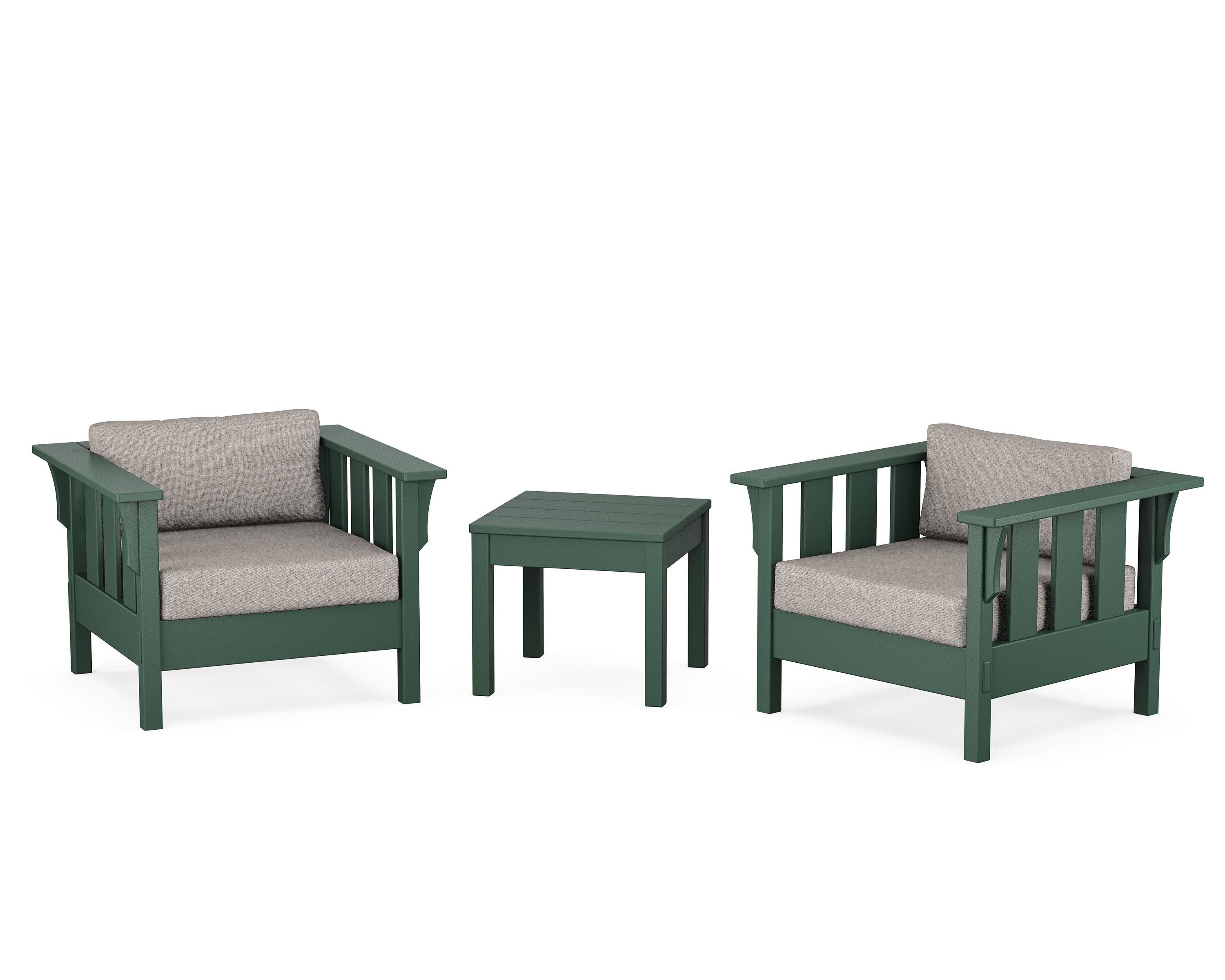 Acadia 3-Piece Deep Seating Set in Green / Weathered Tweed