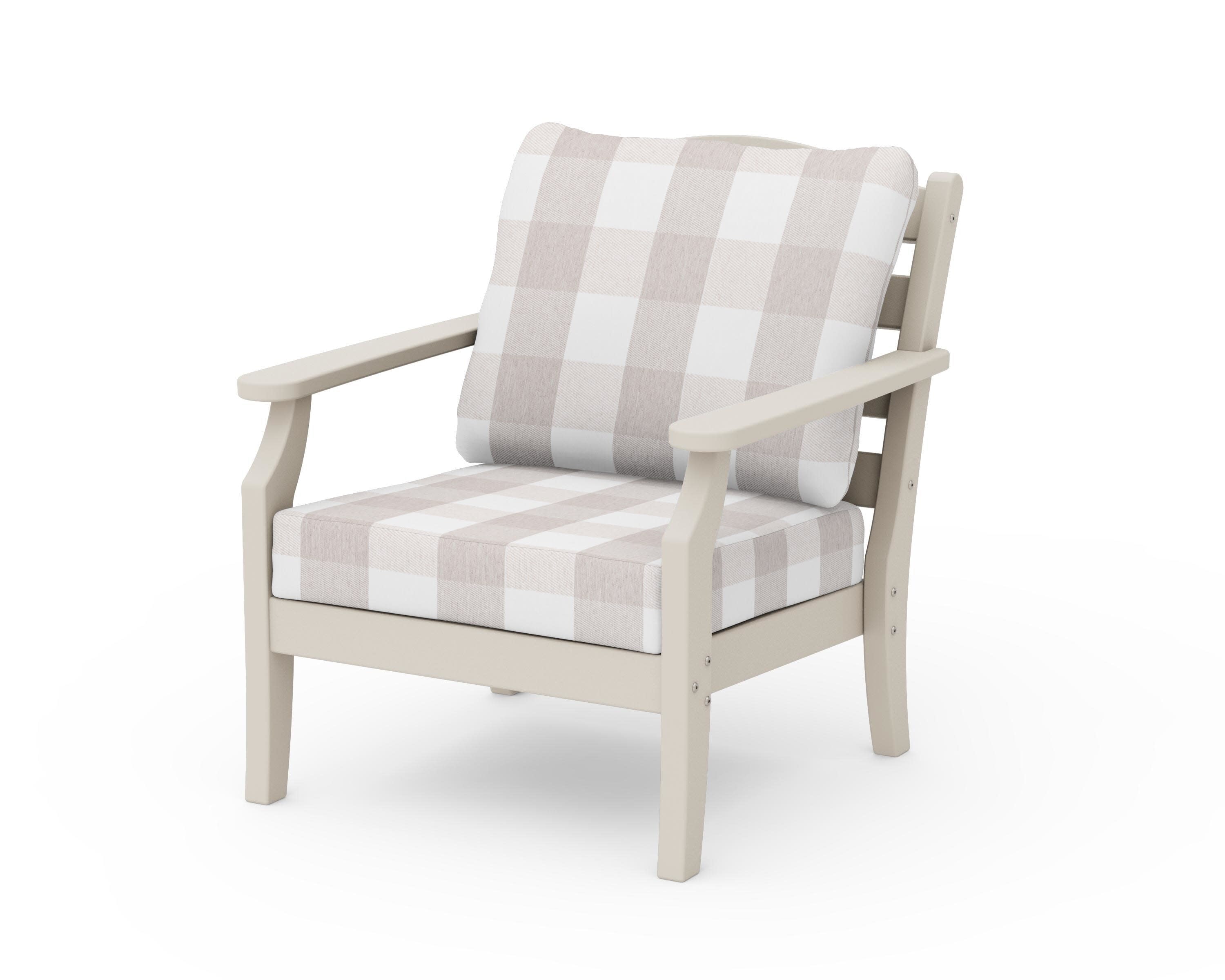Savannah Deep Seating Chair in Sand / Buffalo Plaid Dune Burlap