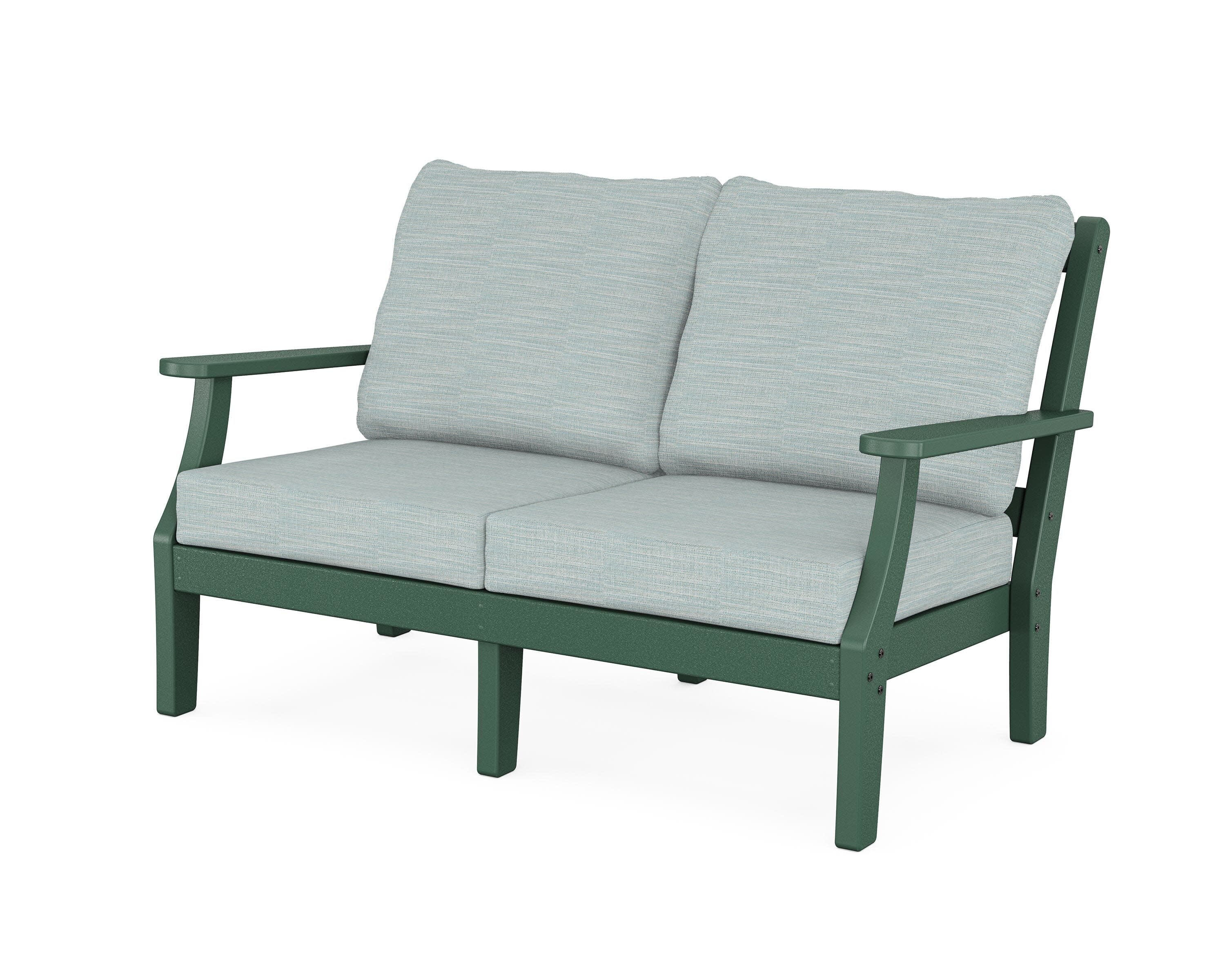 Chinoiserie Deep Seating Loveseat in Green / Soothe Mist