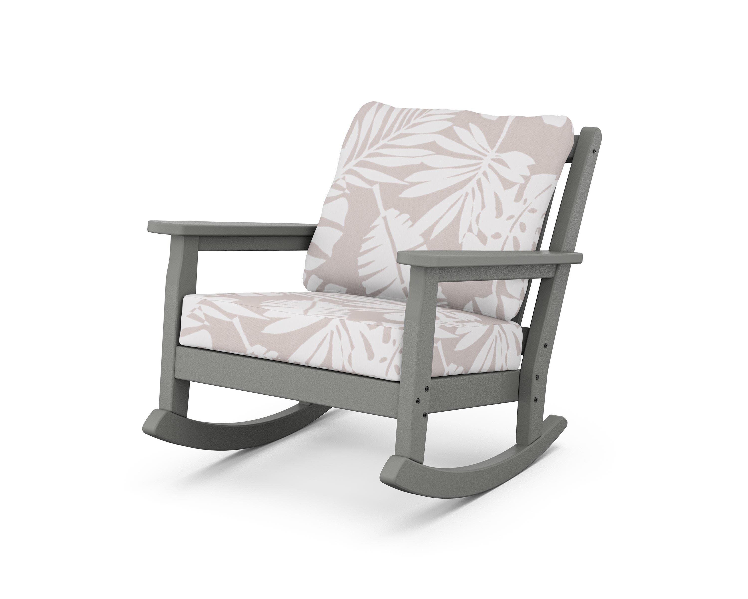 Chippendale Deep Seating Rocking Chair in Slate Grey / Leaf Dune Burlap