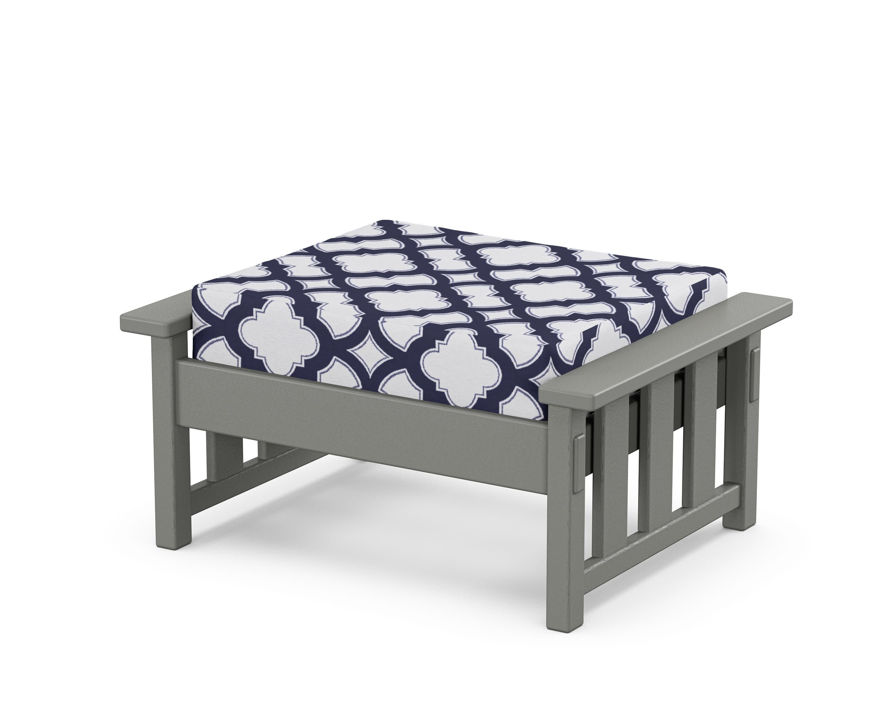 Acadia Deep Seating Ottoman in Slate Grey / Trellis Navy