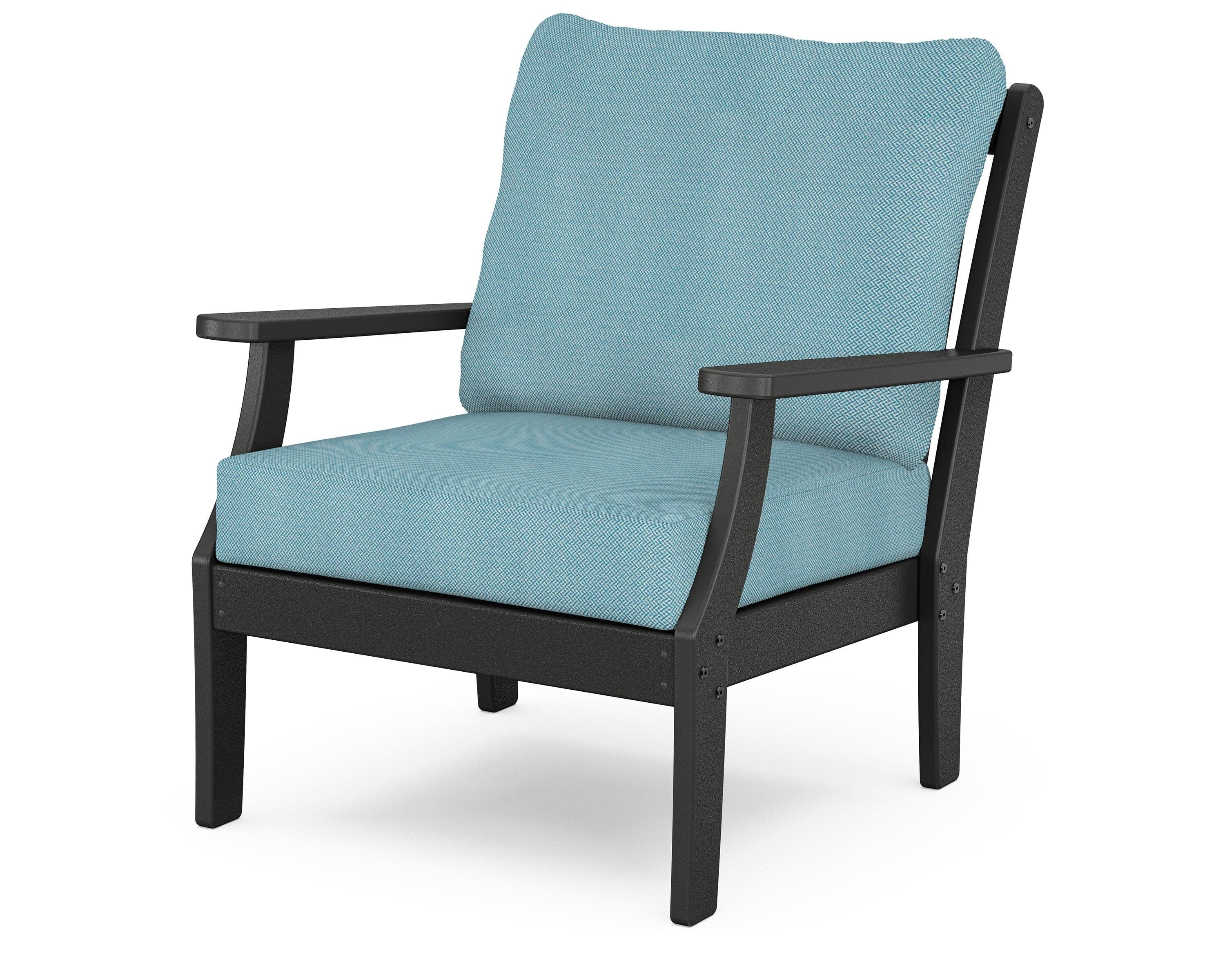 Braxton Deep Seating Chair in Black / Lattice Sky Blue