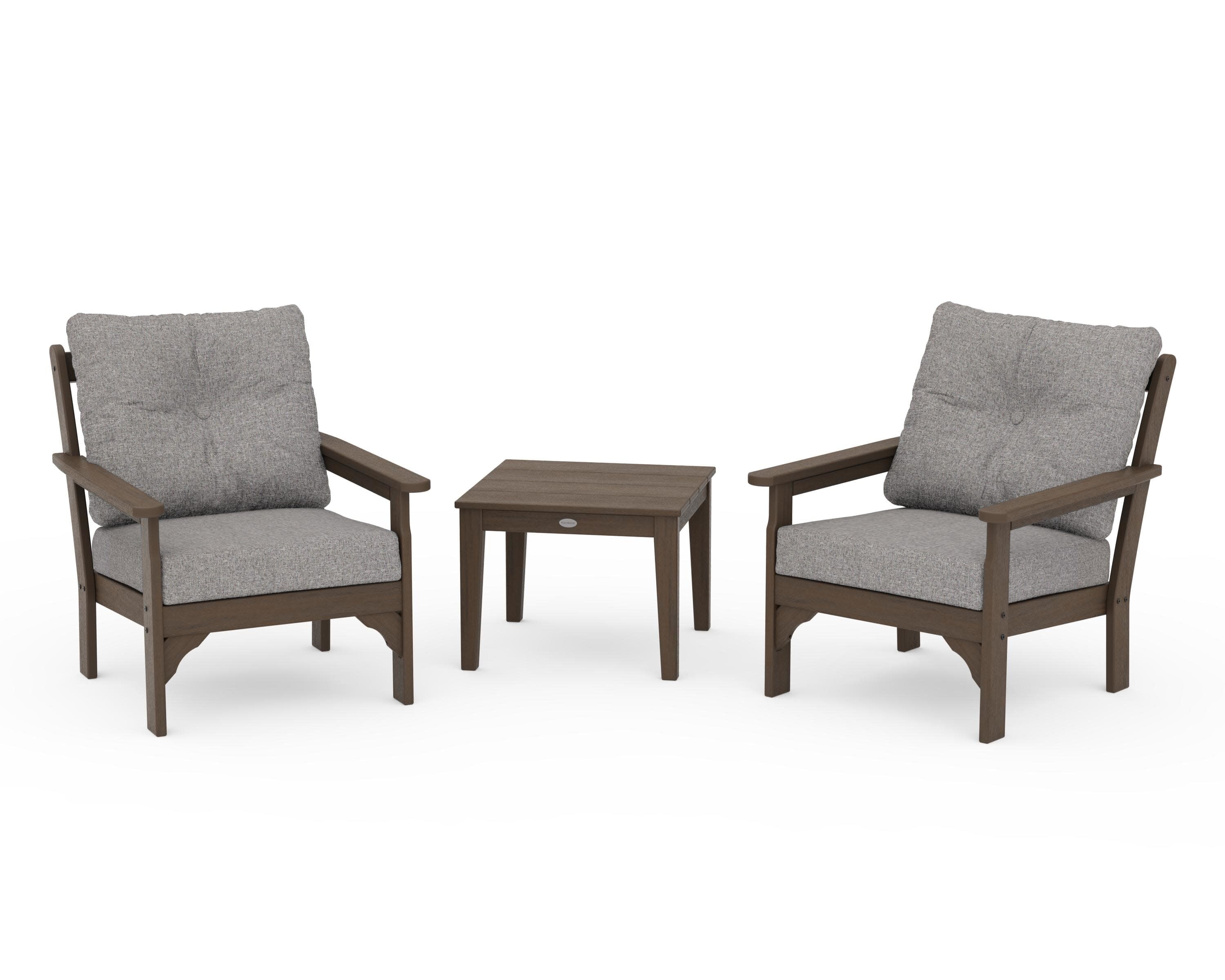 Vineyard 3-Piece Deep Seating Set in Kona / Grey Mist