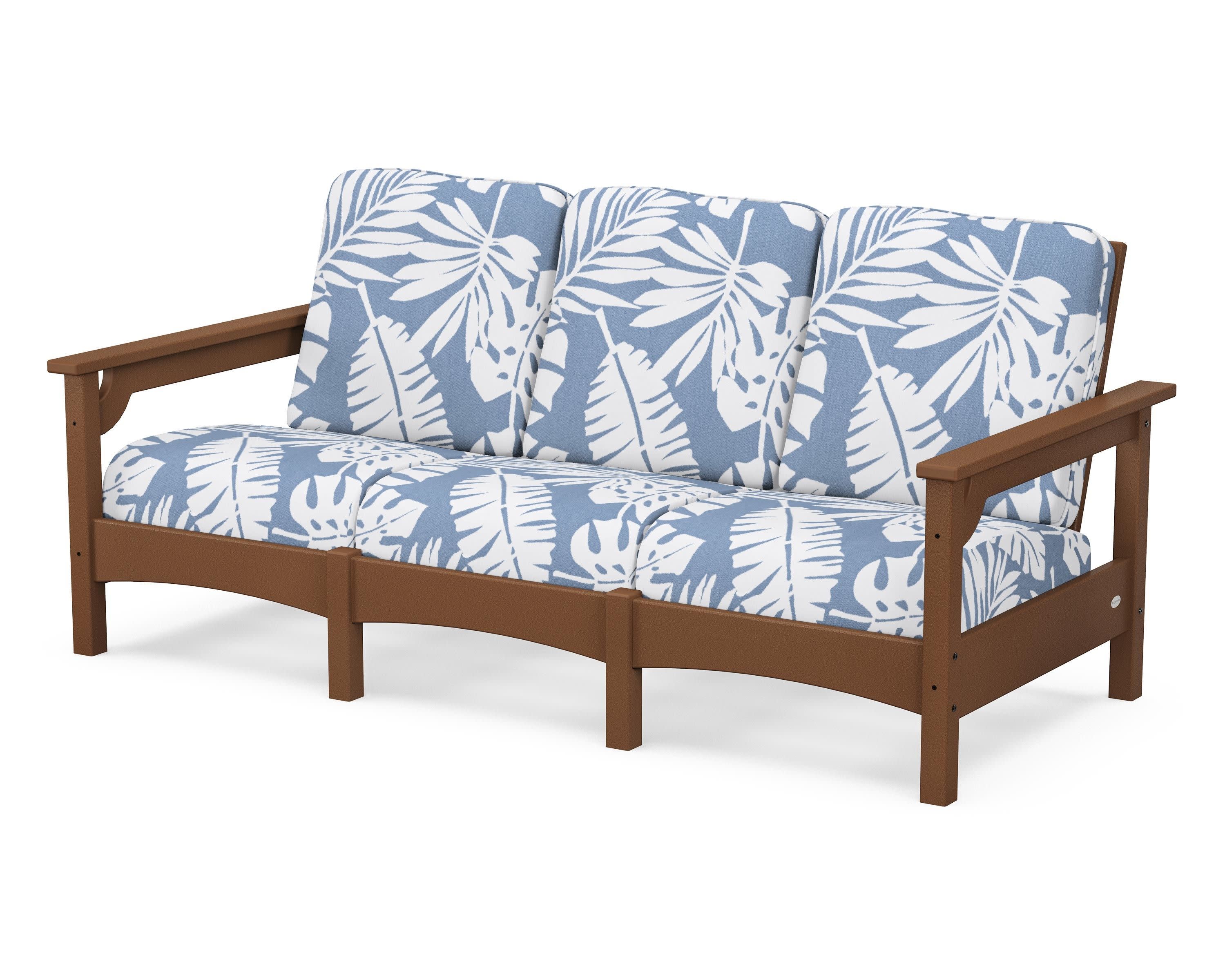 Club Sofa in Teak / Leaf Sky Blue