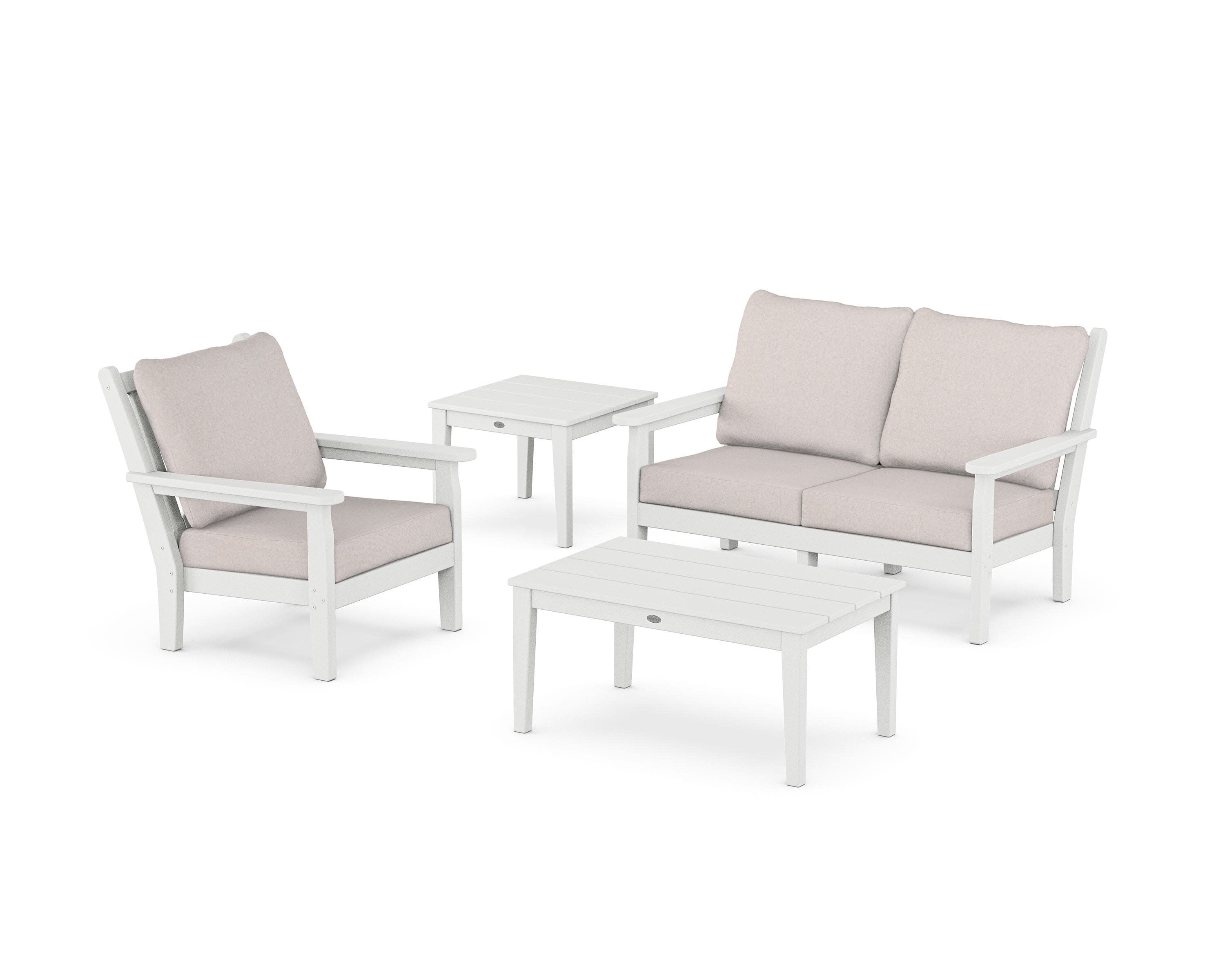 Chippendale 4-Piece Deep Seating Set in White / Dune Burlap