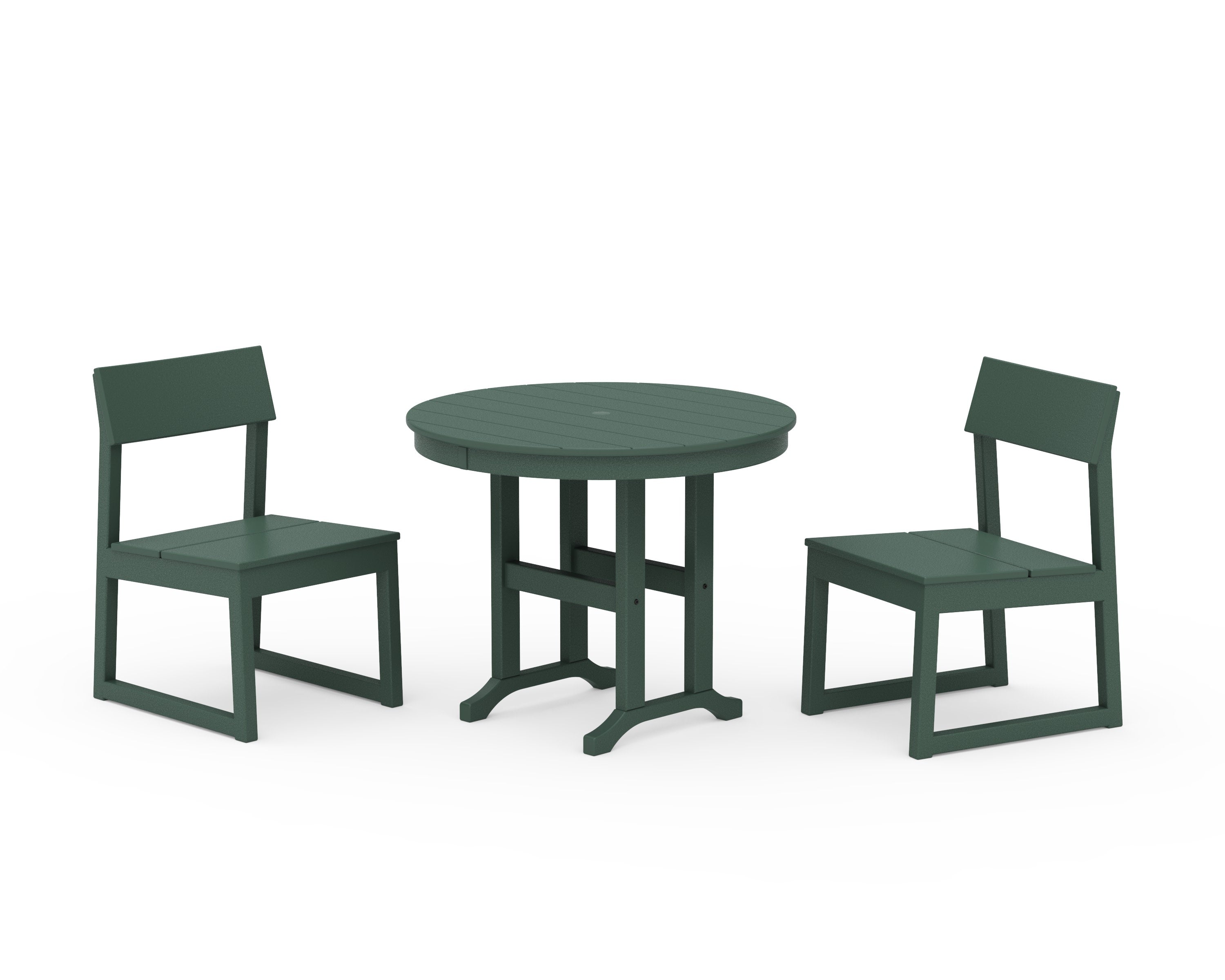 EDGE Side Chair 3-Piece Round Dining Set in Green