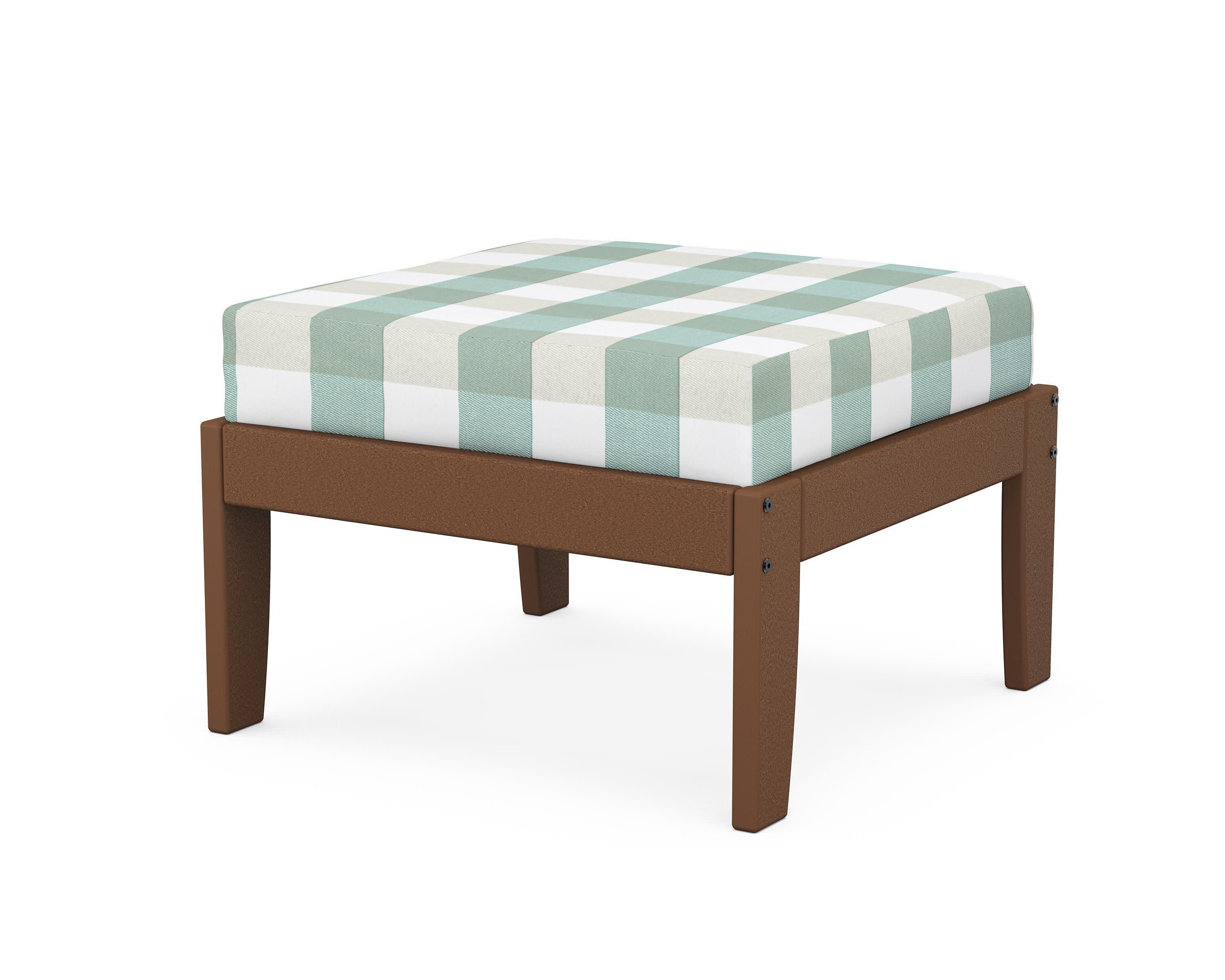 Modular Ottoman - Classic in Teak / Buffalo Plaid Glacier Spa