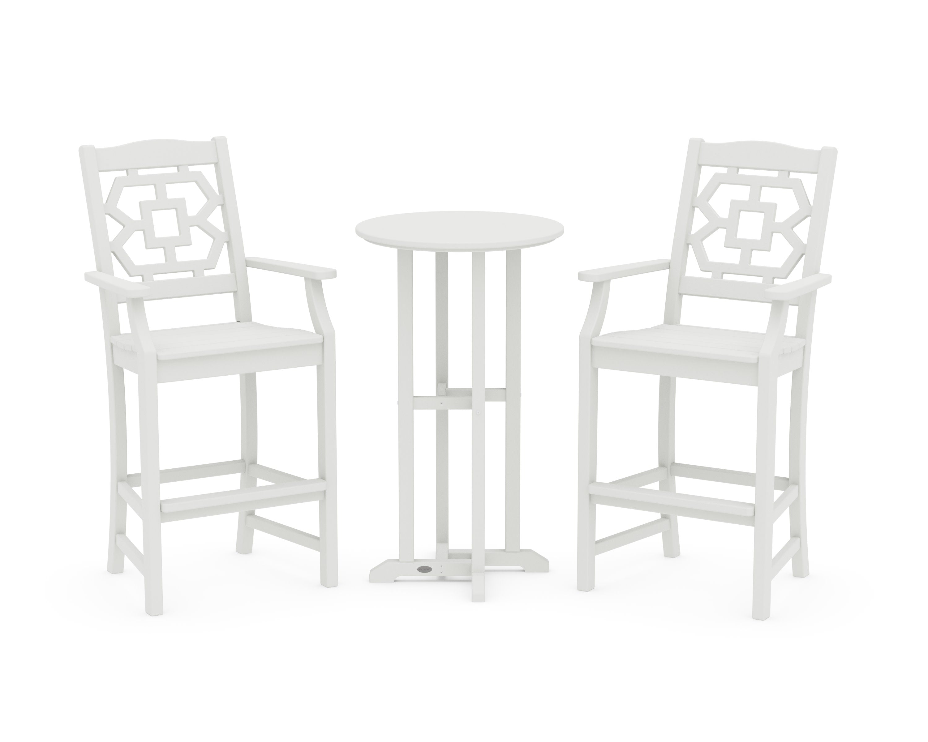 Chinoiserie 3-Piece Farmhouse Bar Set in Vintage White