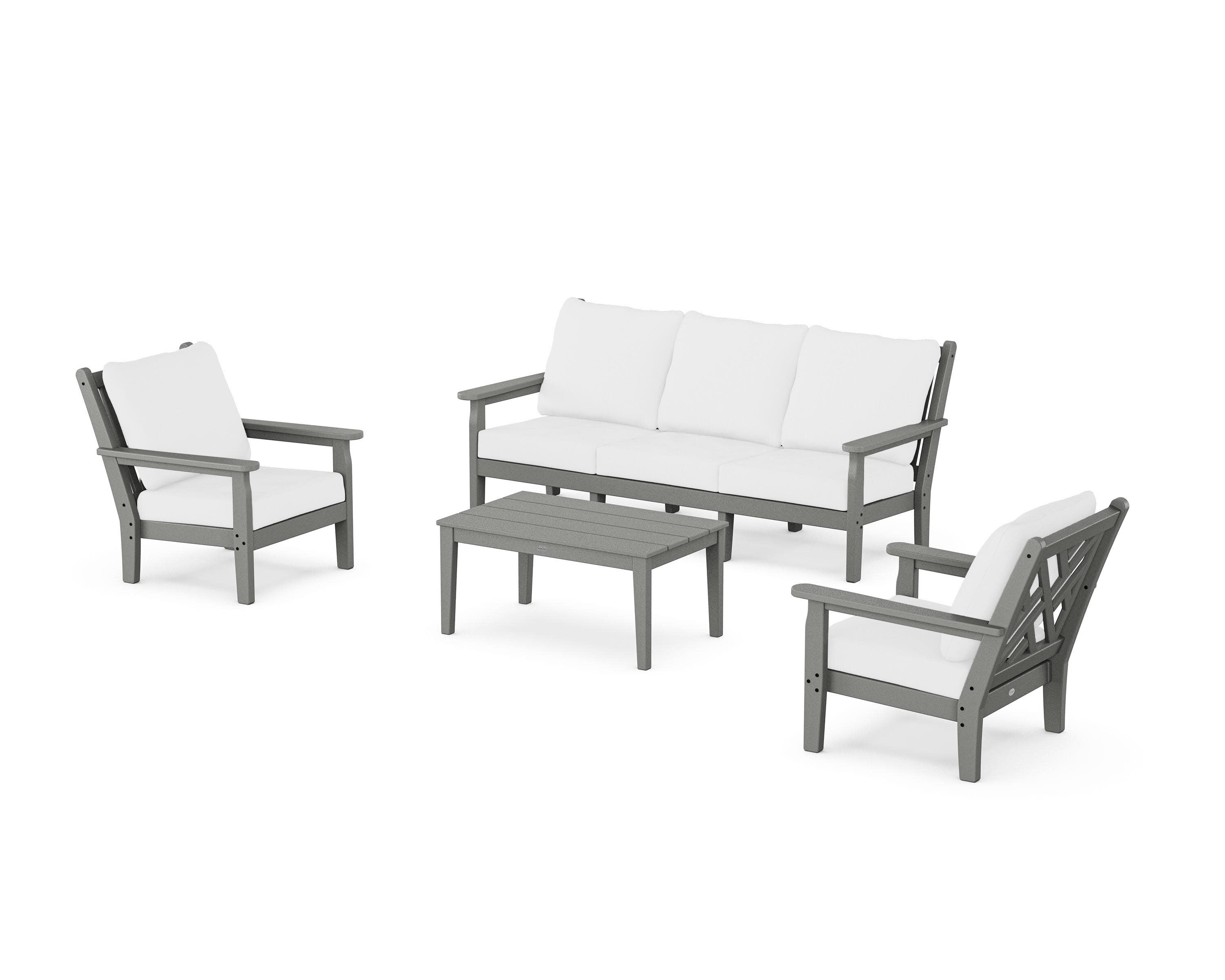 Chippendale 4-Piece Deep Seating Set with Sofa in Slate Grey / Natural