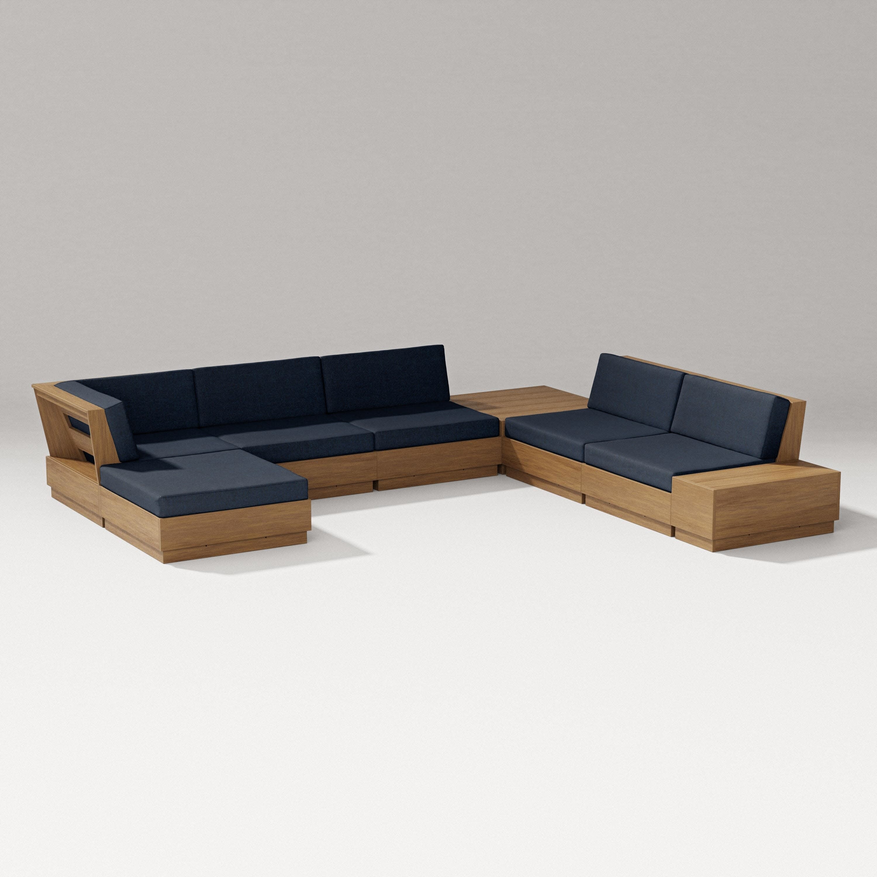 Elevate 8-Piece Corner Sectional in Natural / Marine Indigo