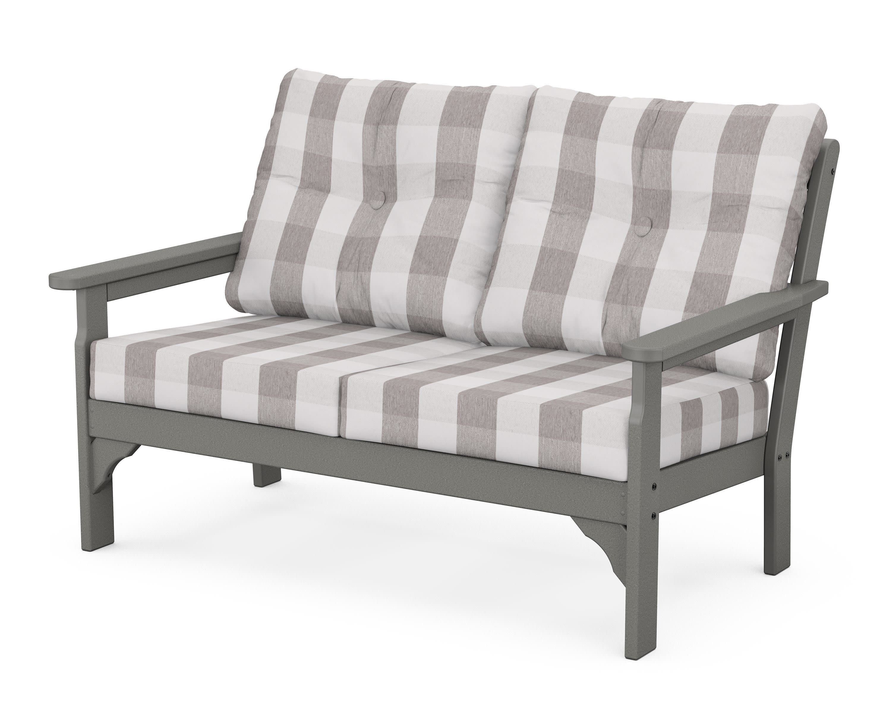Vineyard Deep Seating Loveseat in Slate Grey / Buffalo Plaid Grey Mist