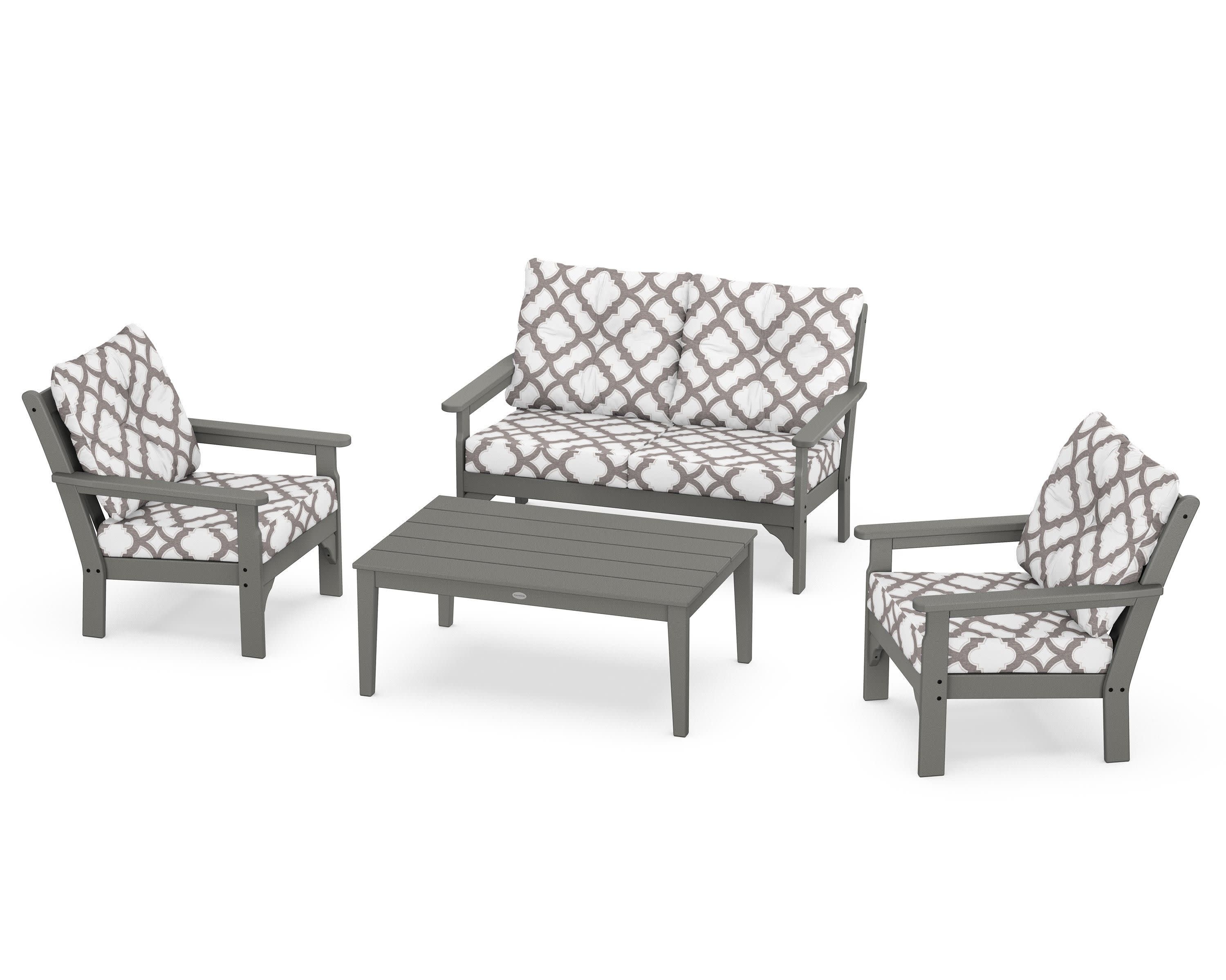 Vineyard 4-Piece Deep Seating Set in Slate Grey / Trellis Grey Mist