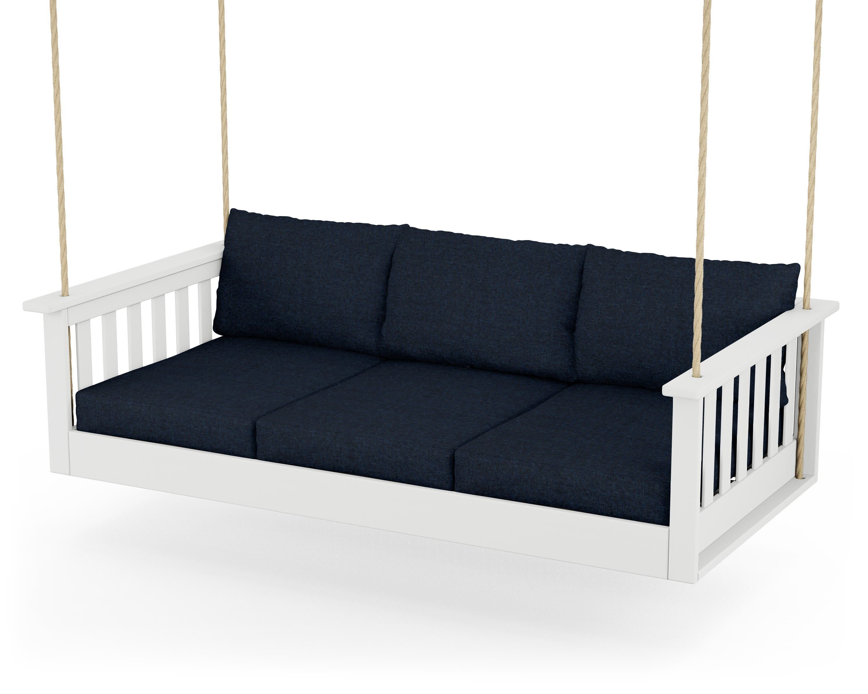 Vineyard Daybed Swing in White / Marine Indigo