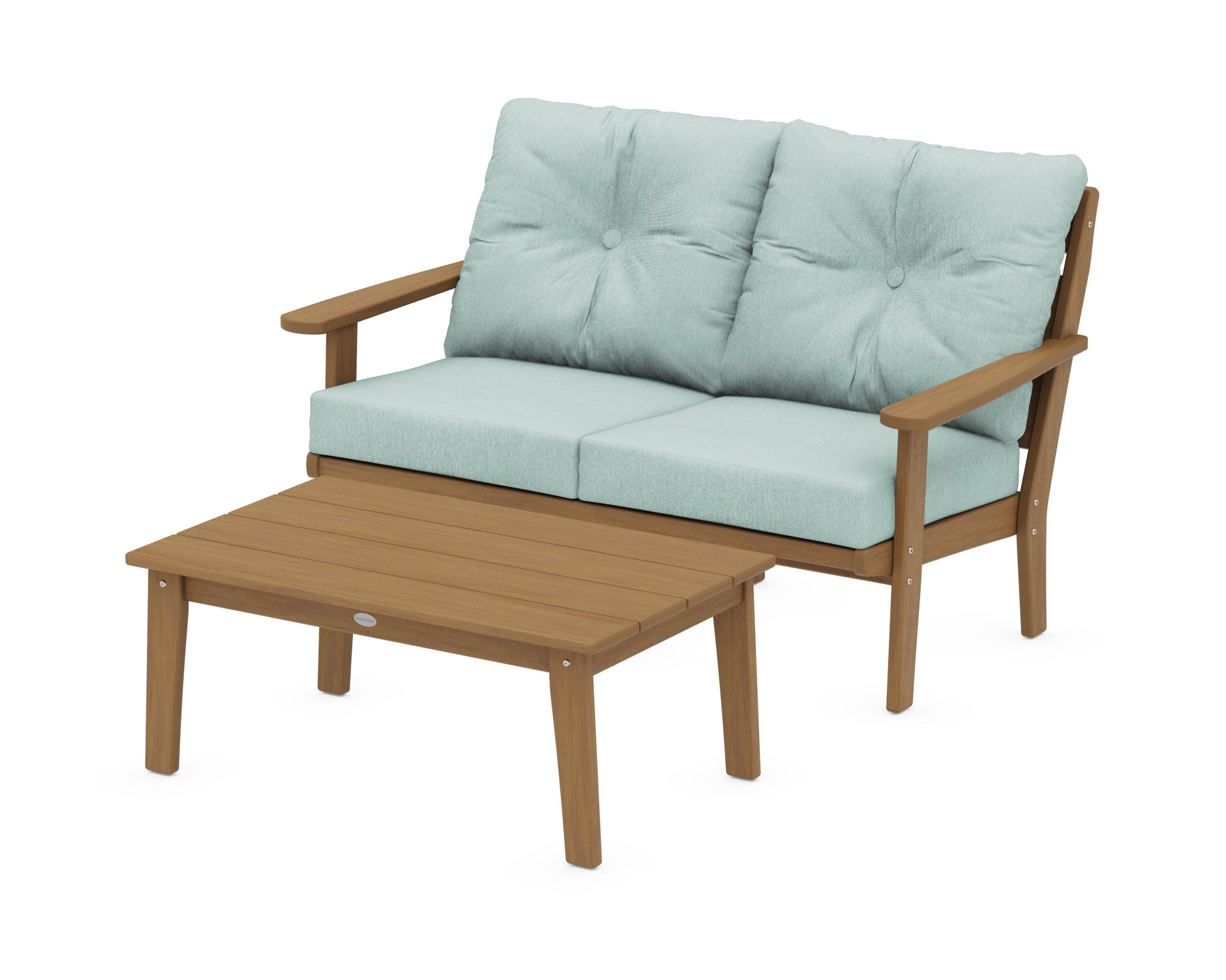 Lakeside 2-Piece Lounge Loveseat Set in Natural / Glacier Spa