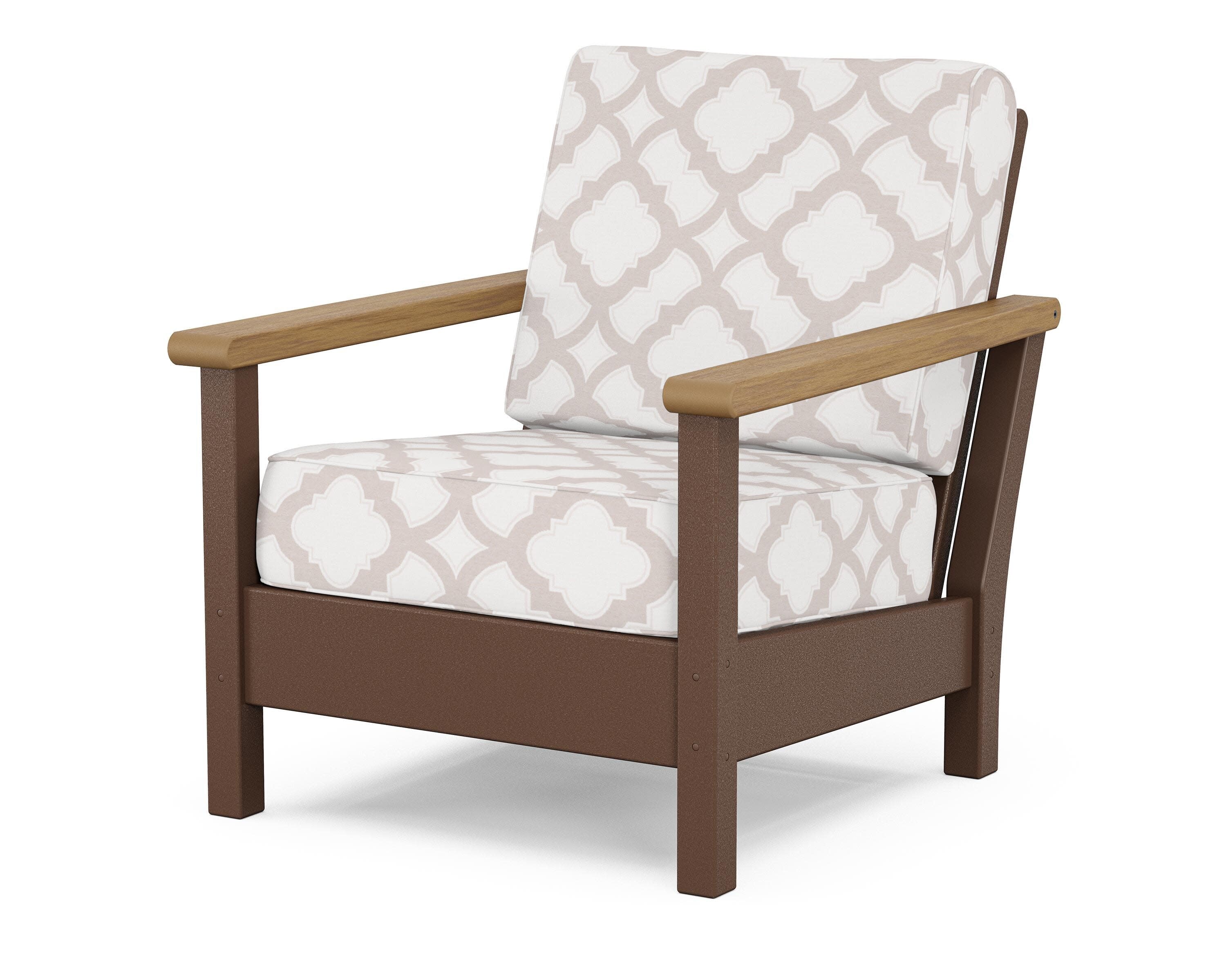 Harbour Deep Seating Chair in Mahogany / Natural / Trellis Dune Burlap