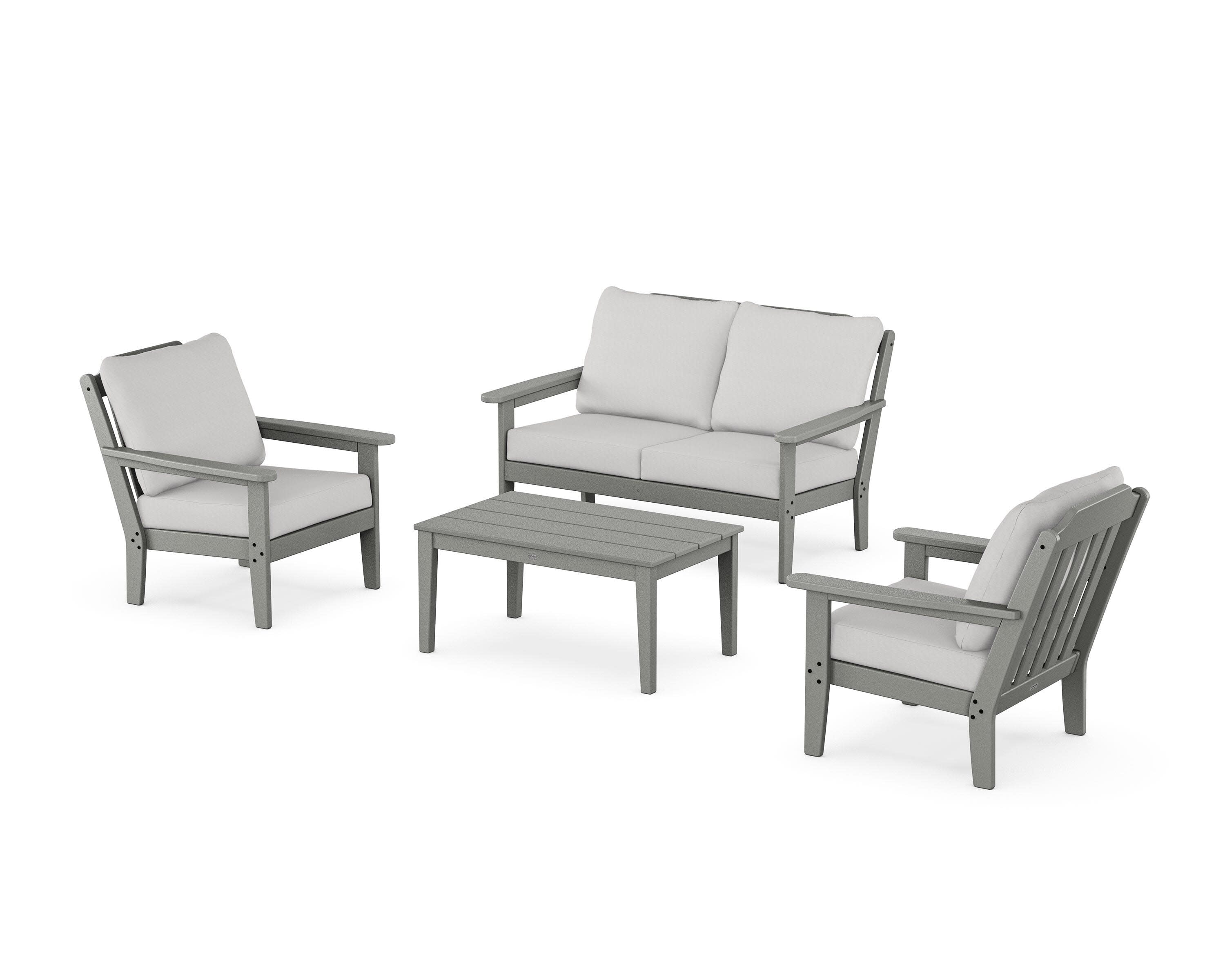 Cottage 4-Piece Deep Seating Set with Loveseat in Slate Grey / Diamond in the Rough