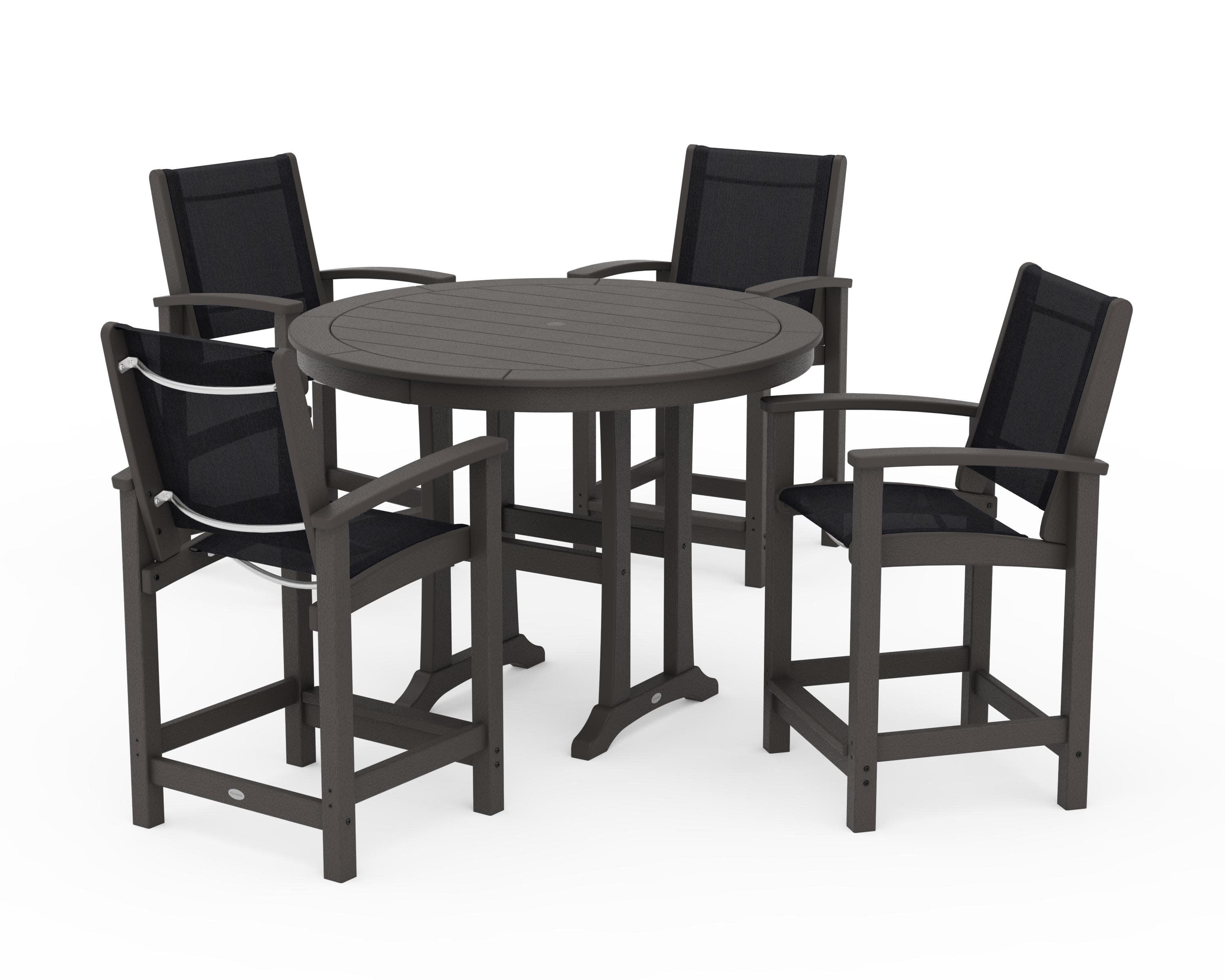 Coastal 5-Piece Counter Set in Vintage Coffee / Black Sling